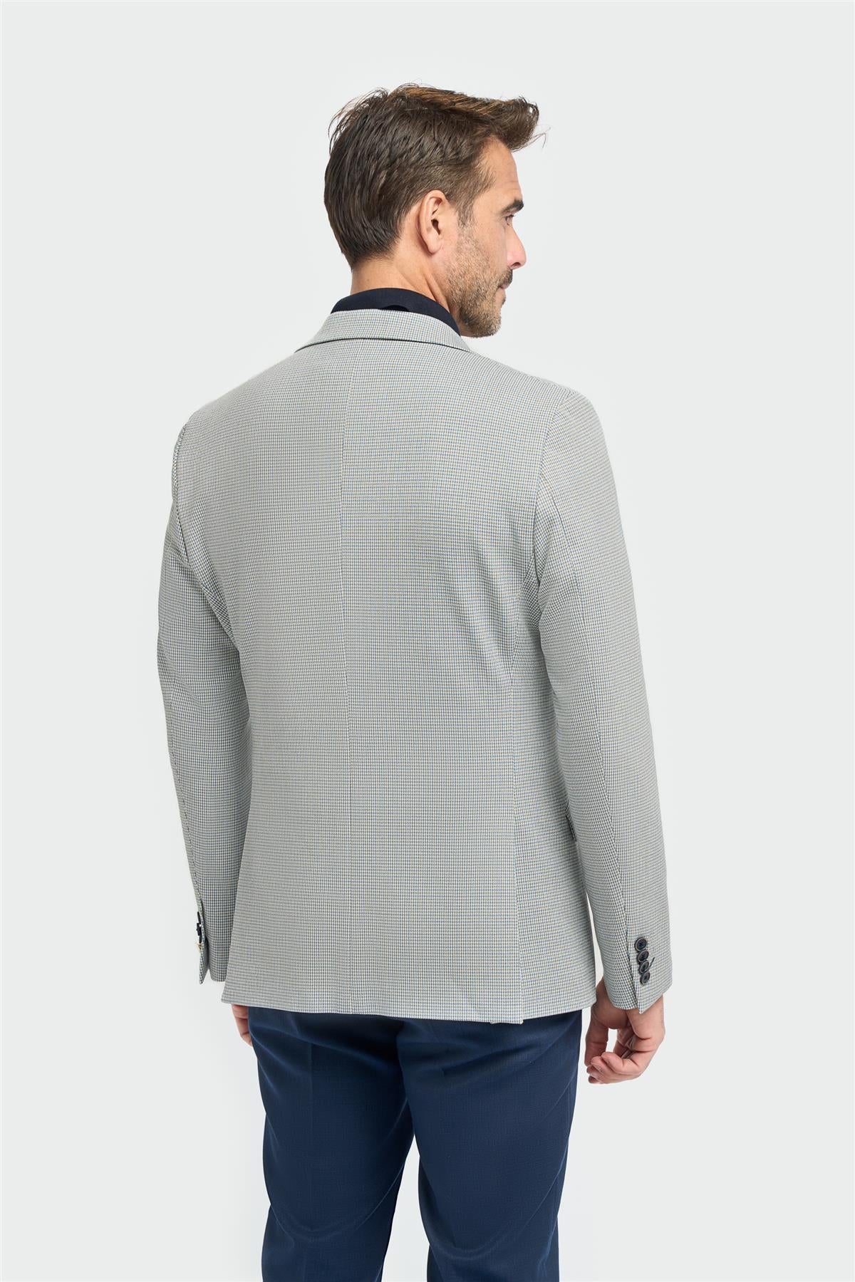 Men’s Puppytooth Check Blazer - Porto - Blue Back Picture