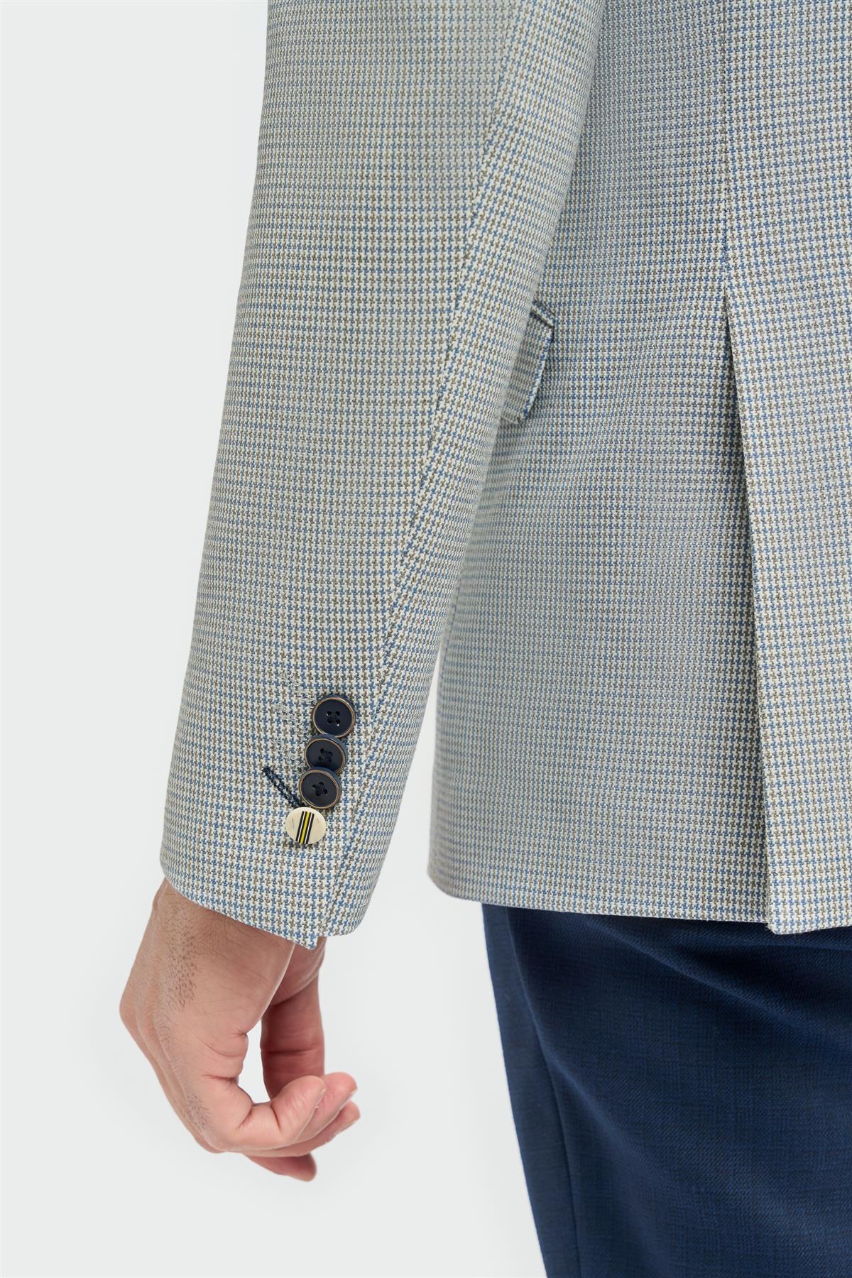 Men’s Puppytooth Check Blazer - Porto - Blue Detail Picture