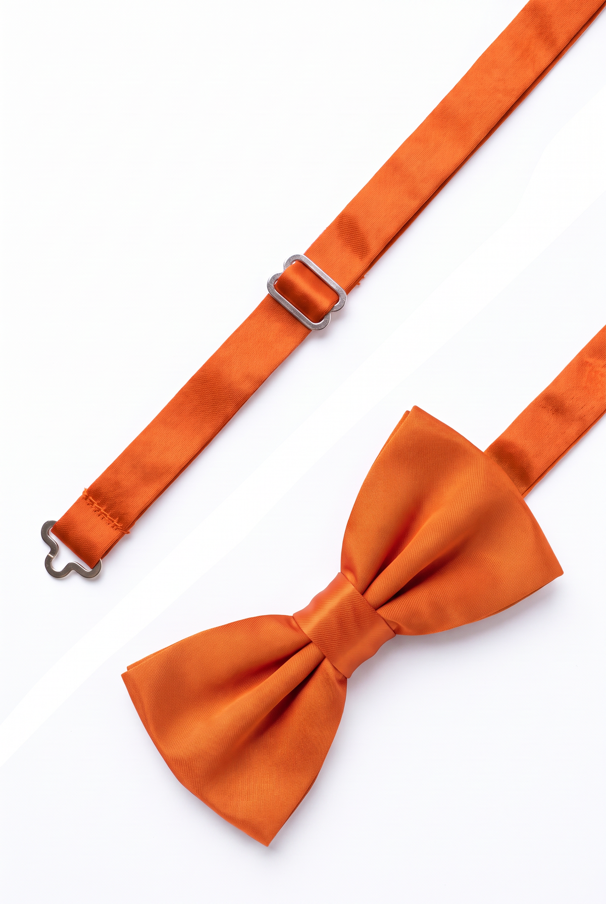 Adjustable Orange satin bow tie for men with metal hook fastening