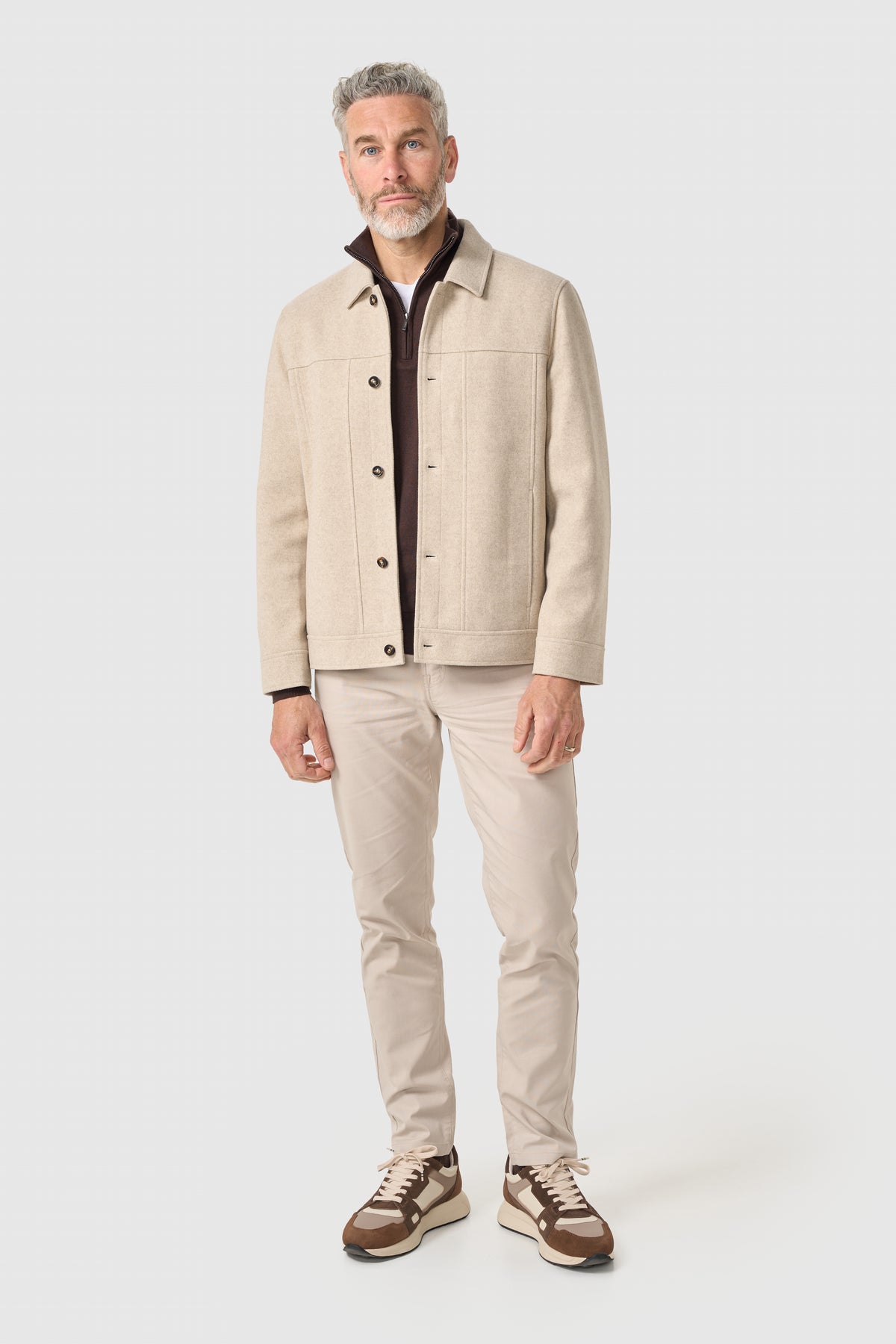 Men’s Short Jacket - Cavani Steed Sand model front picture