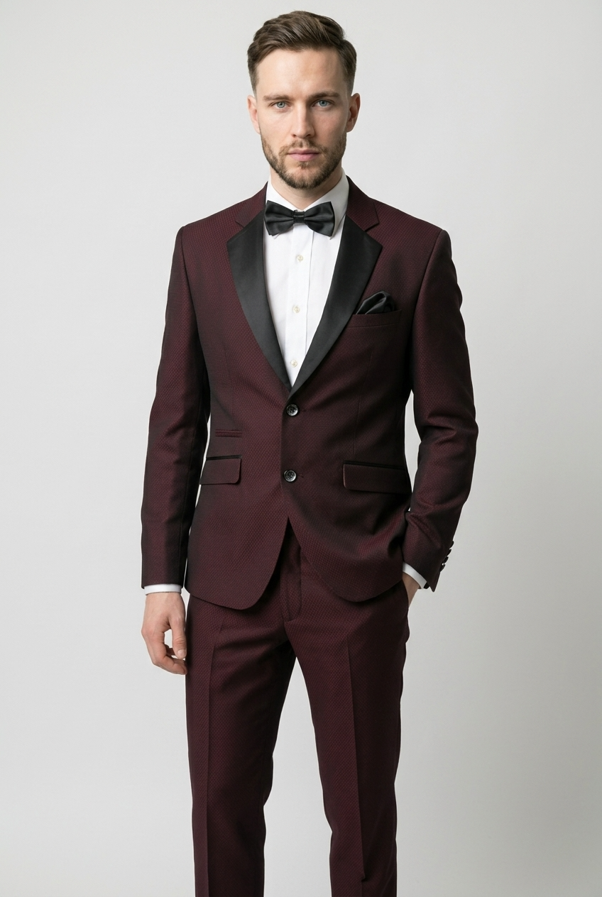 Men’s Slim Fit 2-Piece Formal Suit - Style MYERS WINE