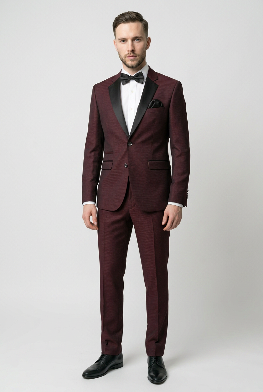 Men’s Slim Fit 2-Piece Formal Suit - Style MYERS WINE
