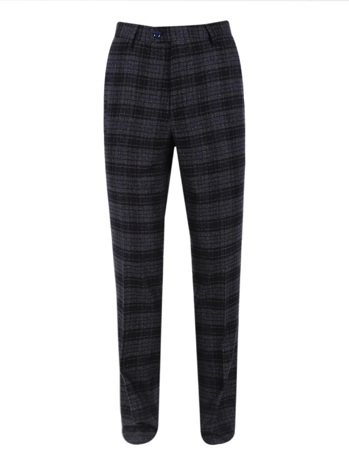 Men's Slim Fit Checked Dress Trousers – Smart Formal Tailored Pants - Style MARCELLO 5504T Black