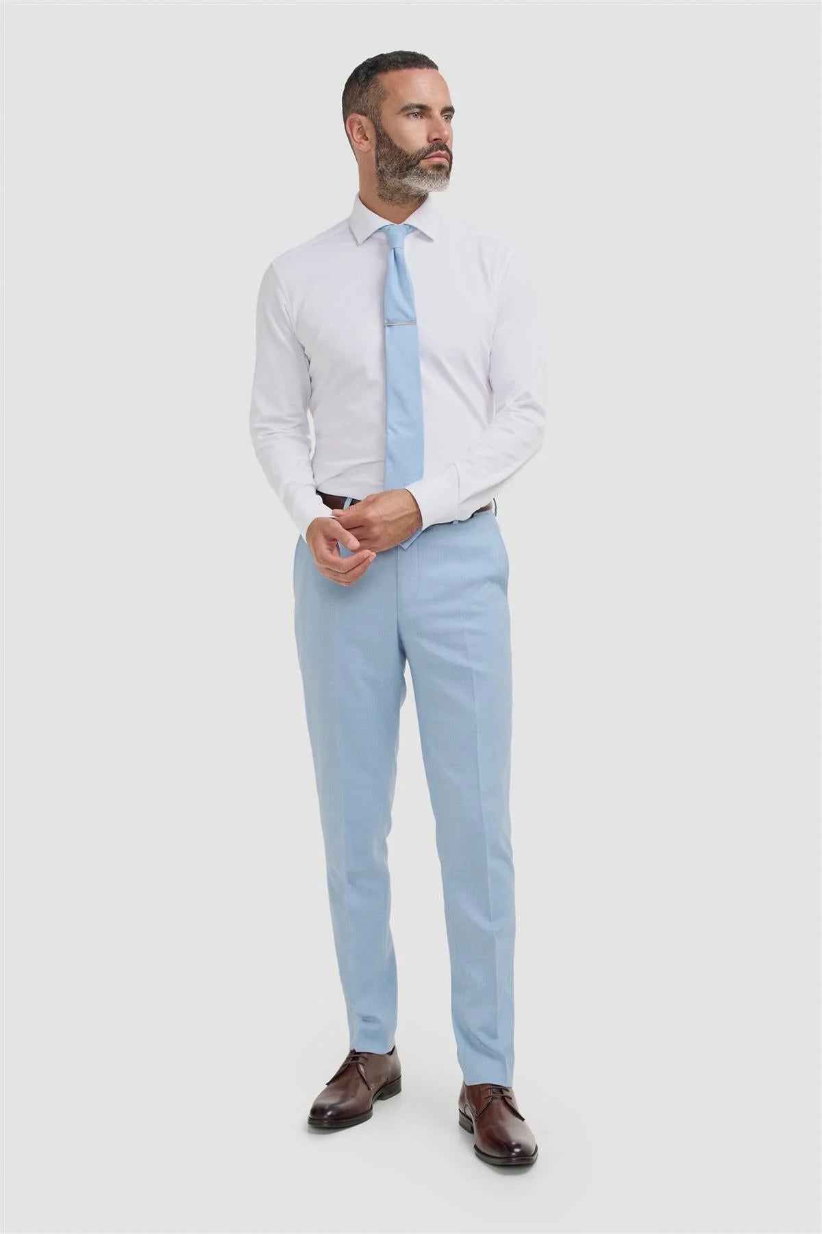 Men’s Slim Fit Formal Dress Trousers - Malibu - Sky Blue