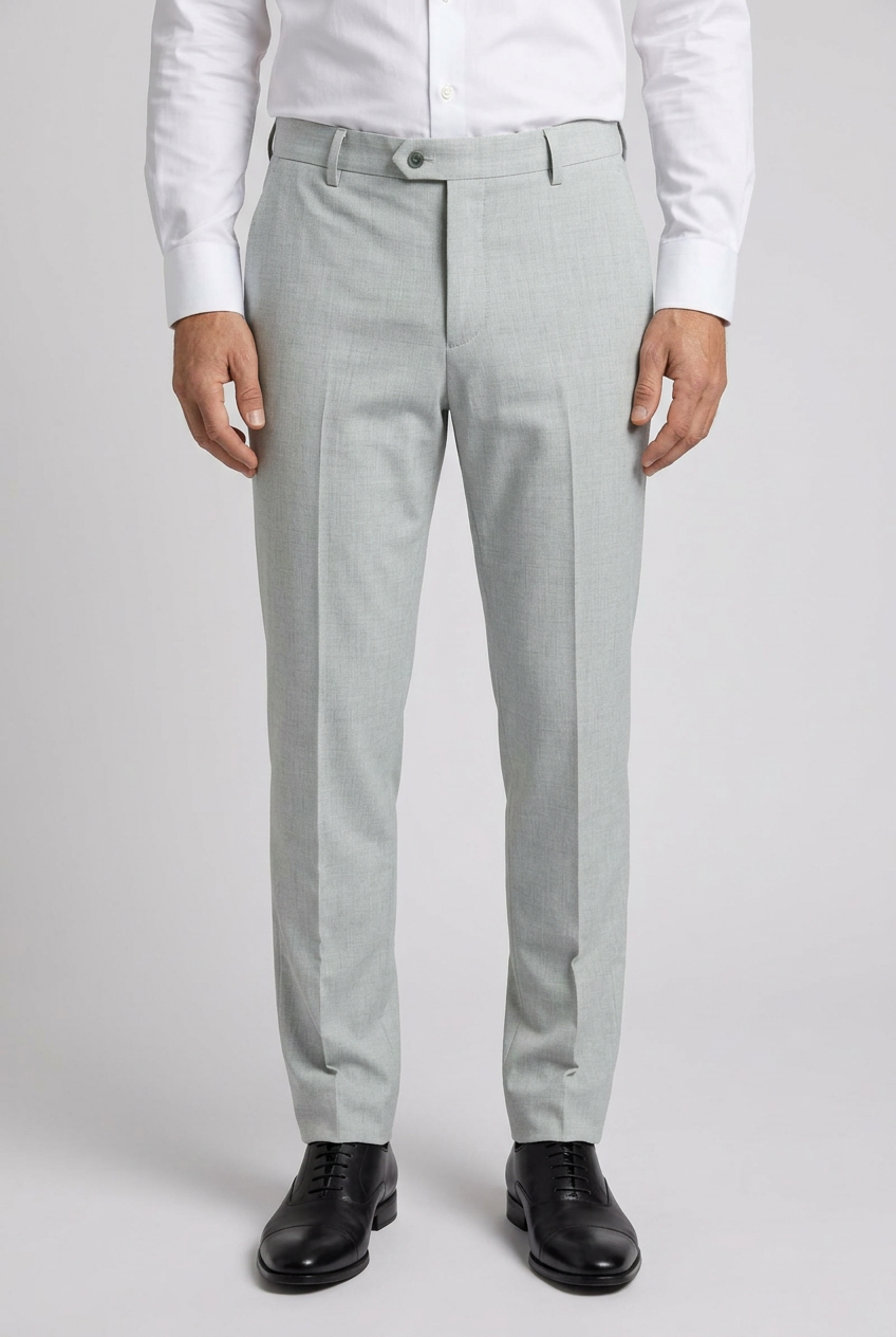 Men's Slim Fit Formal Ivory Trousers - VENETO - Light Grey