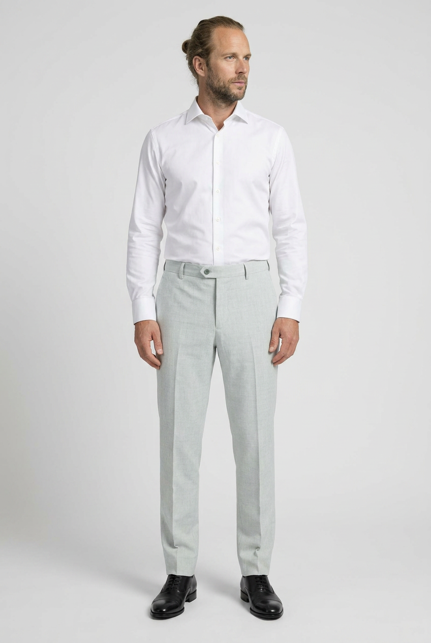 Men's Slim Fit Formal Ivory Trousers - VENETO - Light Grey