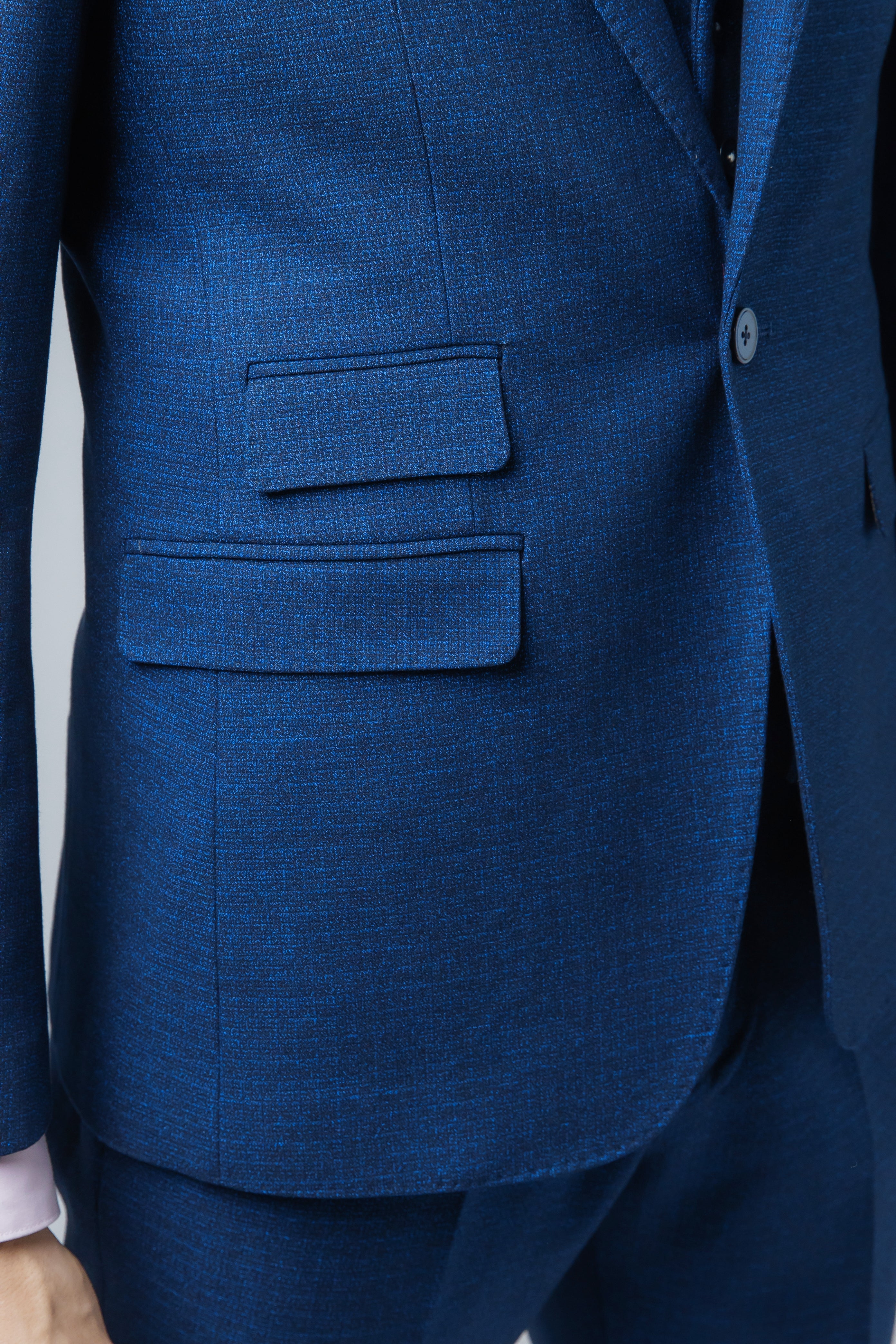 Men's Slim Fit Indigo Suit - MATEO - Indigo Blue