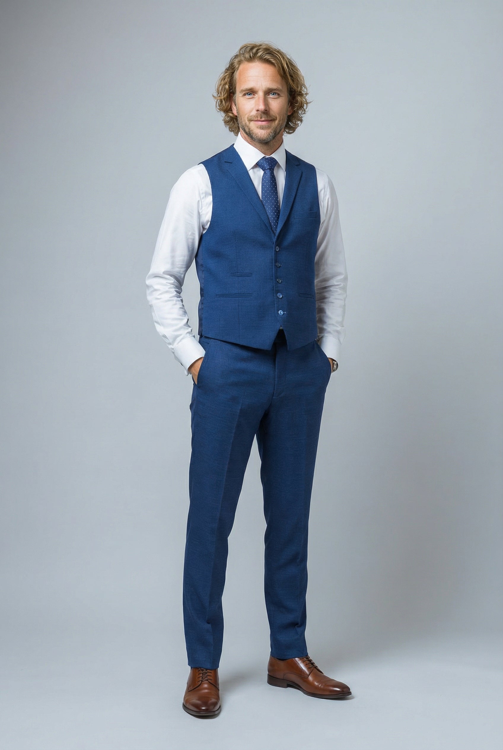 Men's Slim Fit Waistcoat - MATEO - Indigo Blue