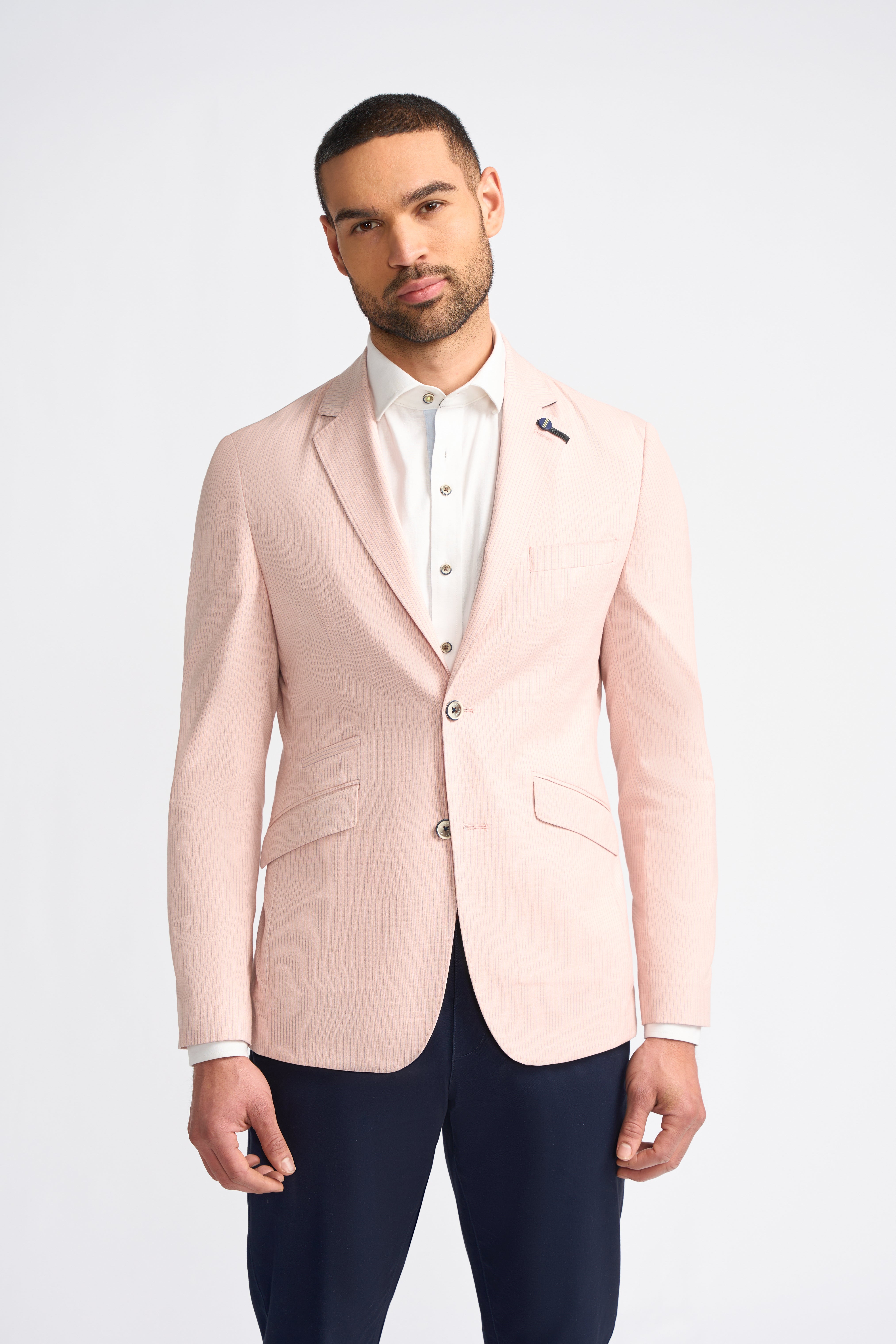 Men’s Slim Fit Pinstripe Pink Blazer- SENAN - Pink