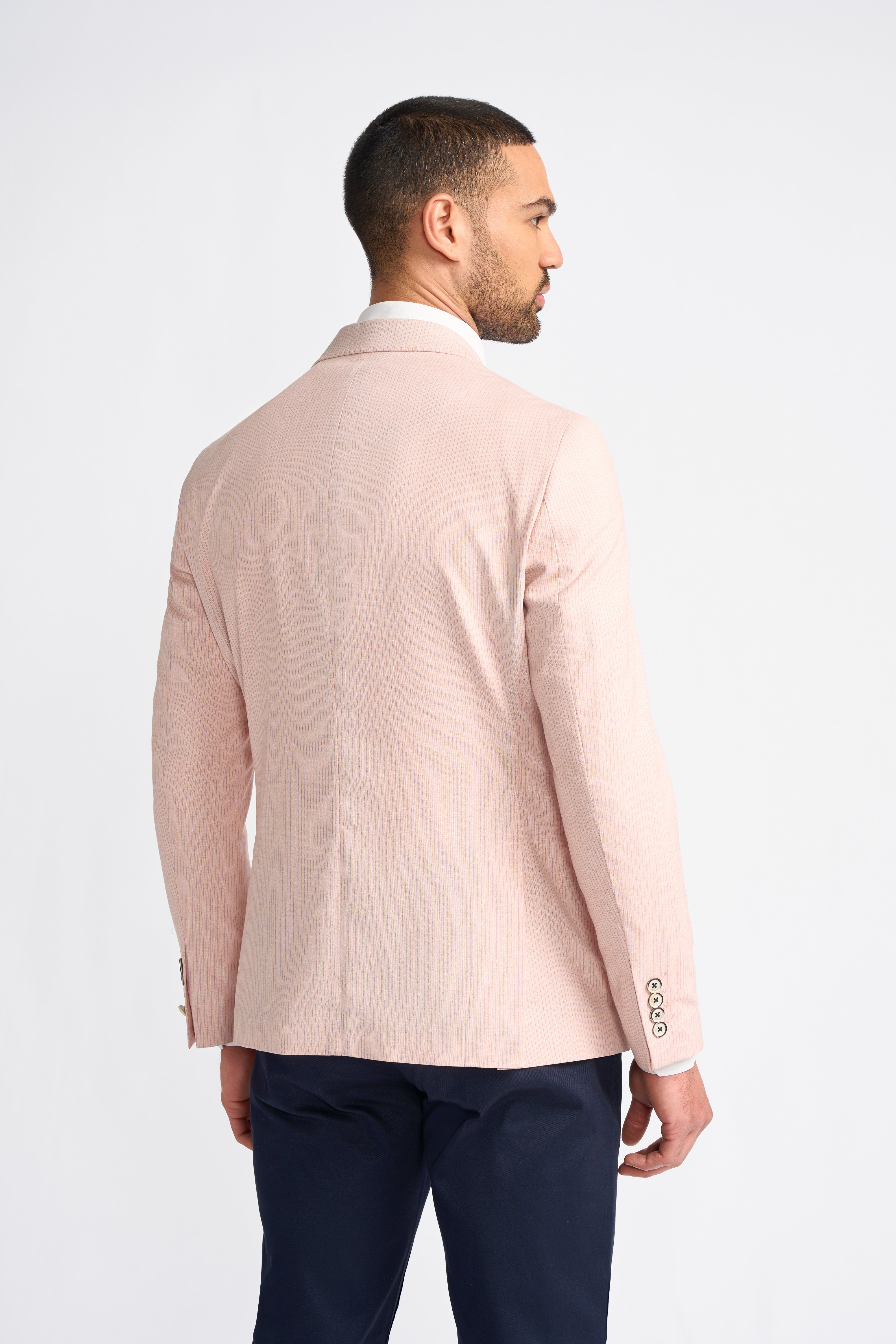 Men’s Slim Fit Pinstripe Pink Blazer- SENAN - Pink