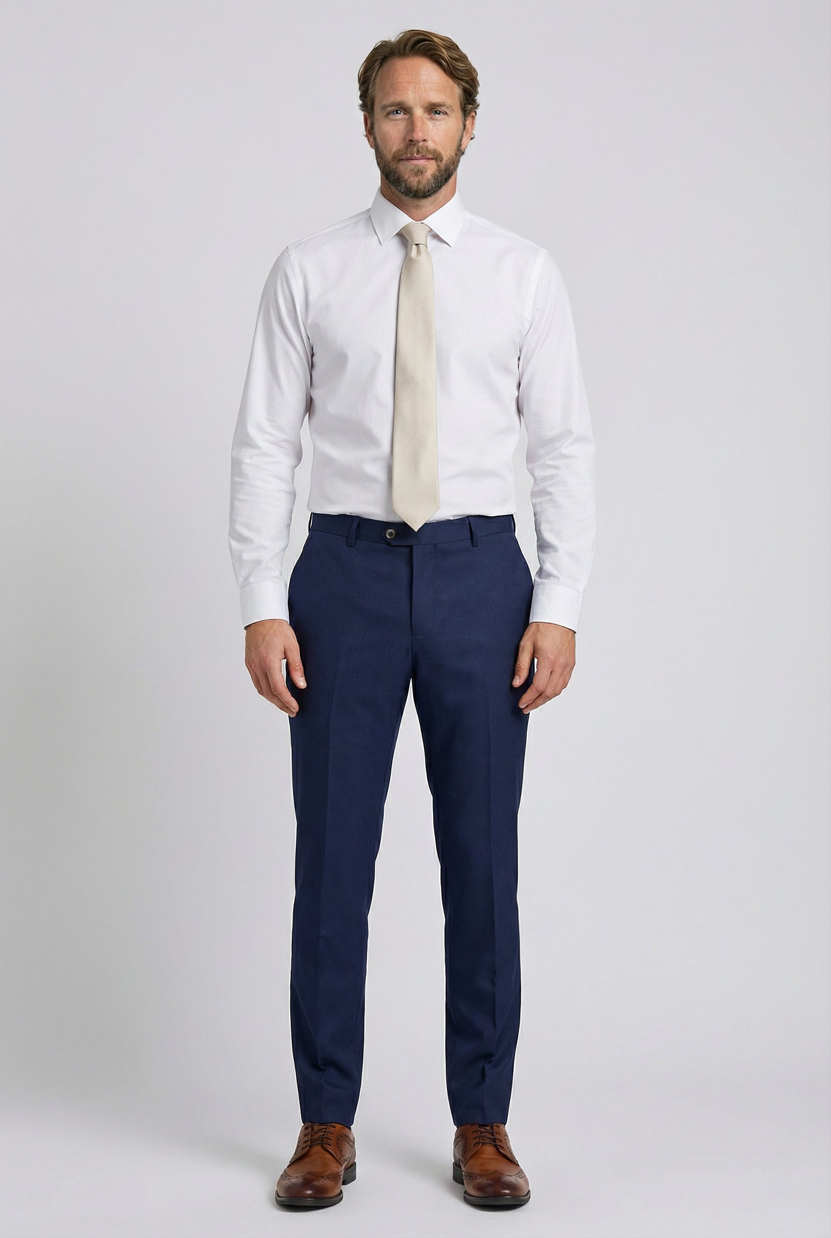 Men’s Tailored Fit Formal Trousers - Belmont - Navy Model Picture
