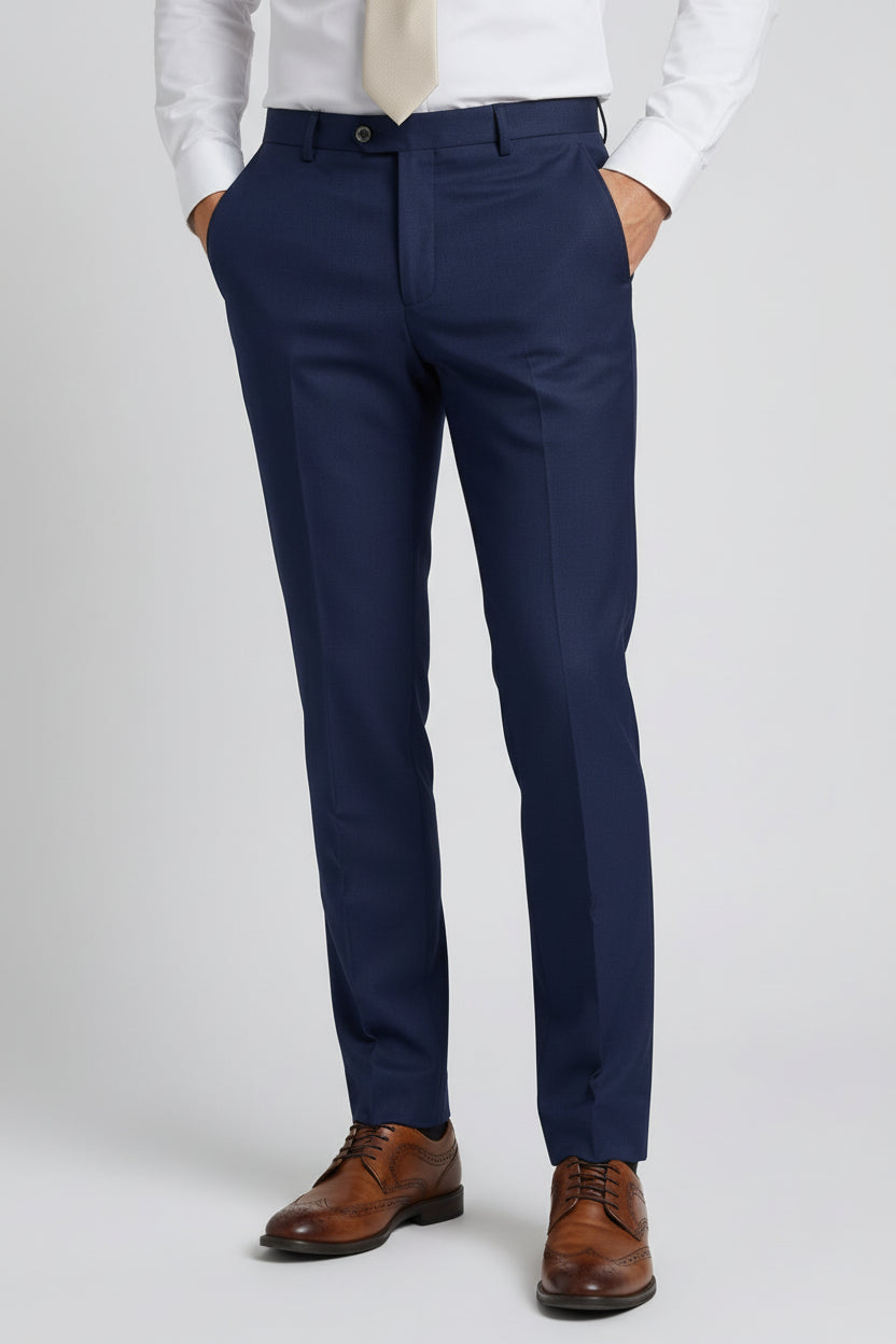 Men’s Tailored Fit Formal Trousers - Belmont - Navy Front Picture