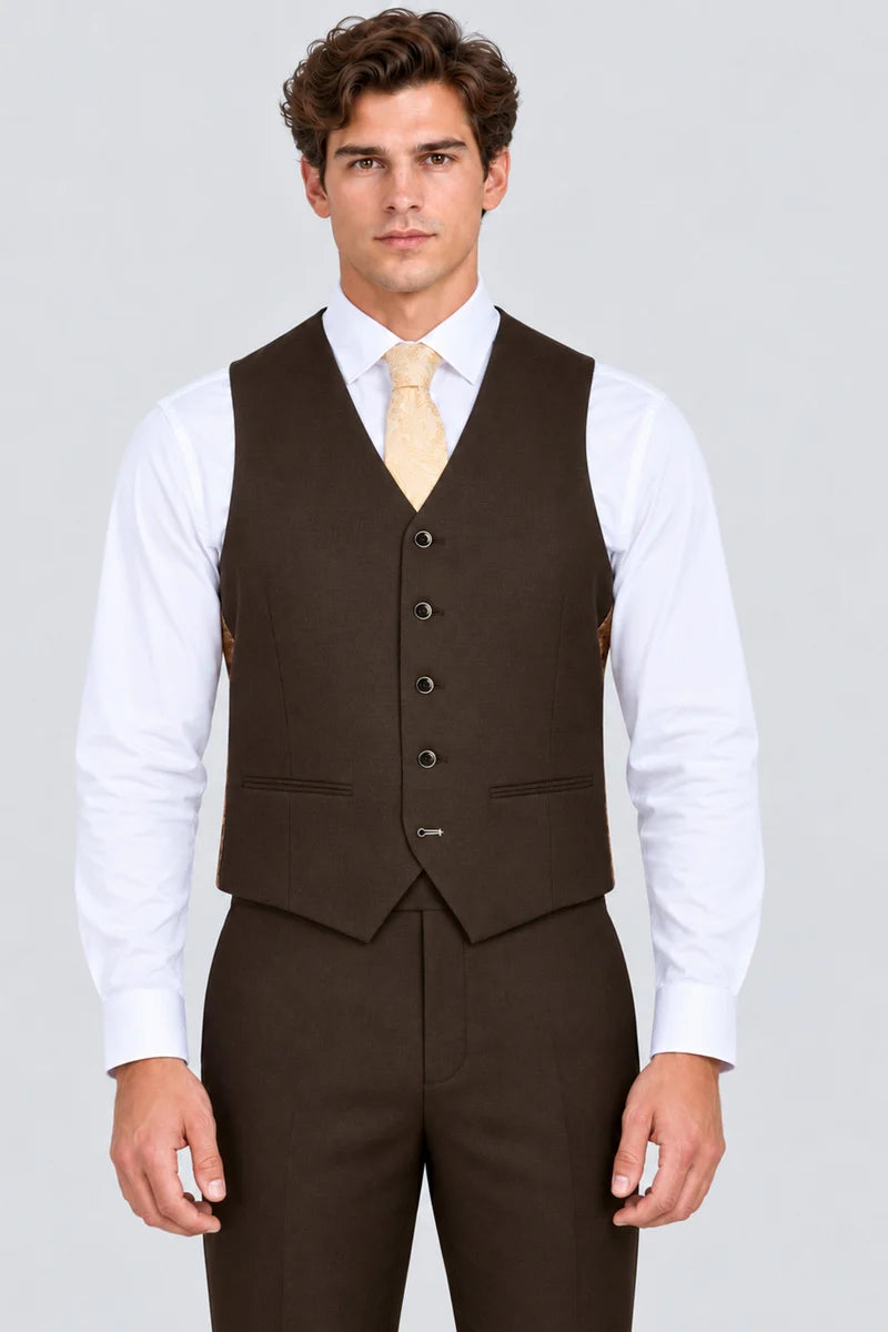 Men’s 3-Piece Tailored Fit Formal Suit - Paul Andrew Belmont Brown
