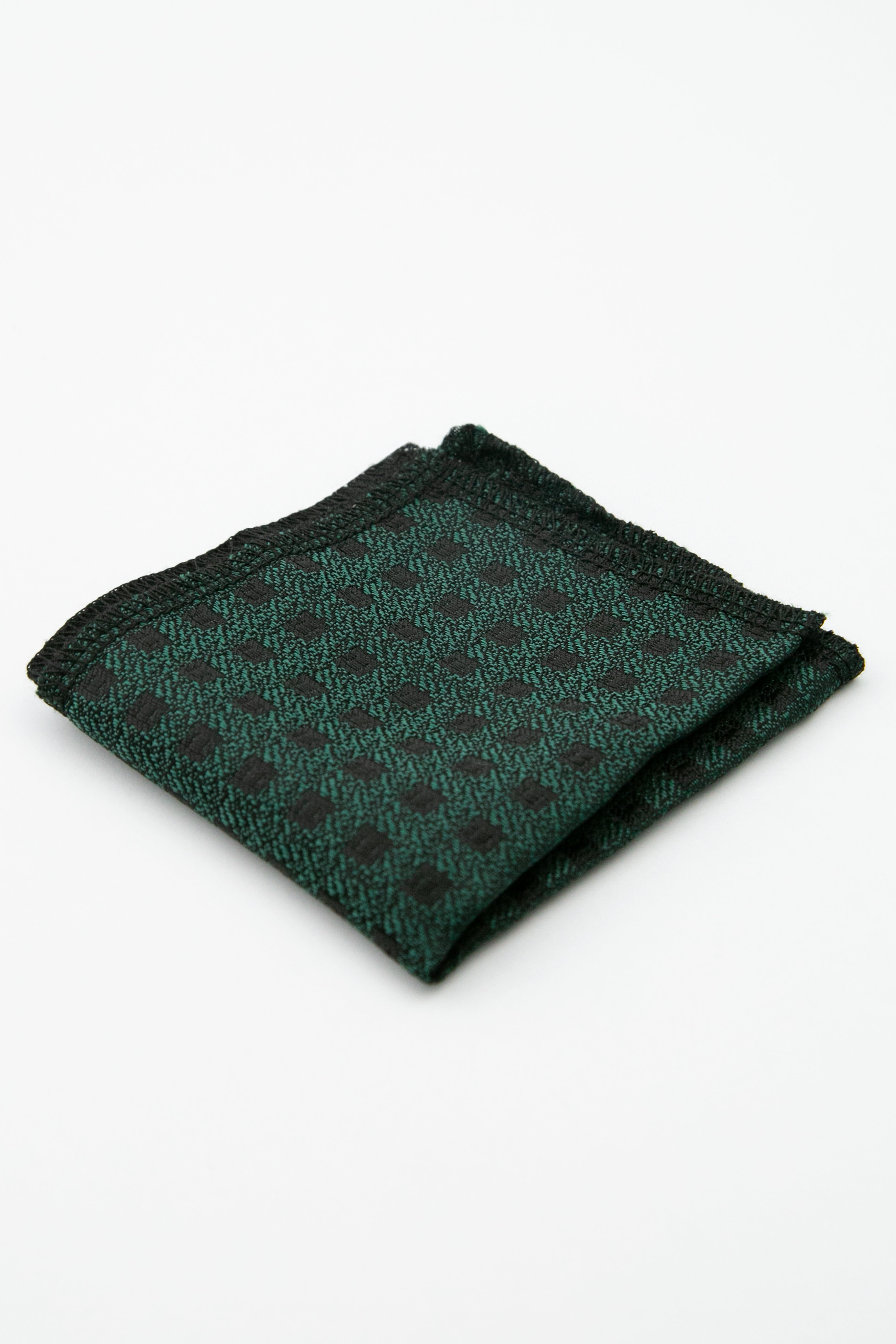 Men’s Textured Diamond Slim Tie & Pocket Square Set - Sage Green Hanky Picture