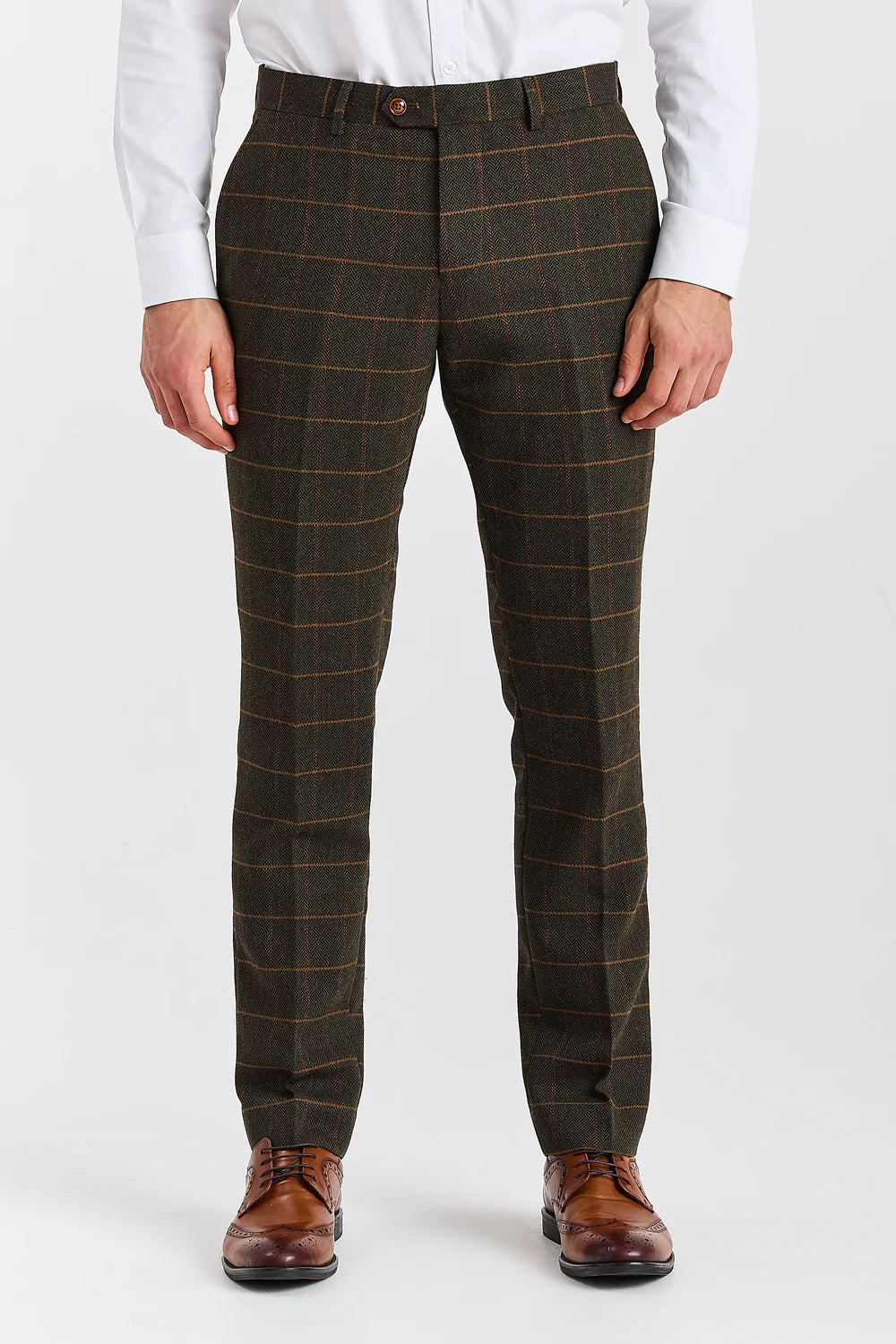 Men's Tweed Retro Windowpane Formal Trousers - HARRIS - Green