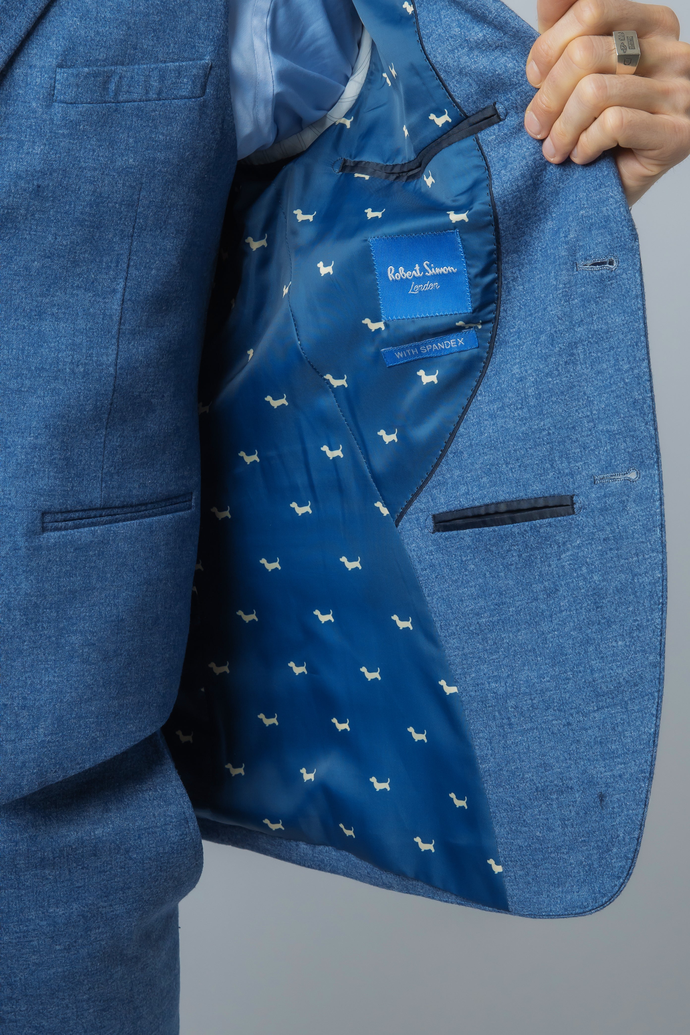 Men's Tweed Slim Fit Suit - JAXON - Yale Blue