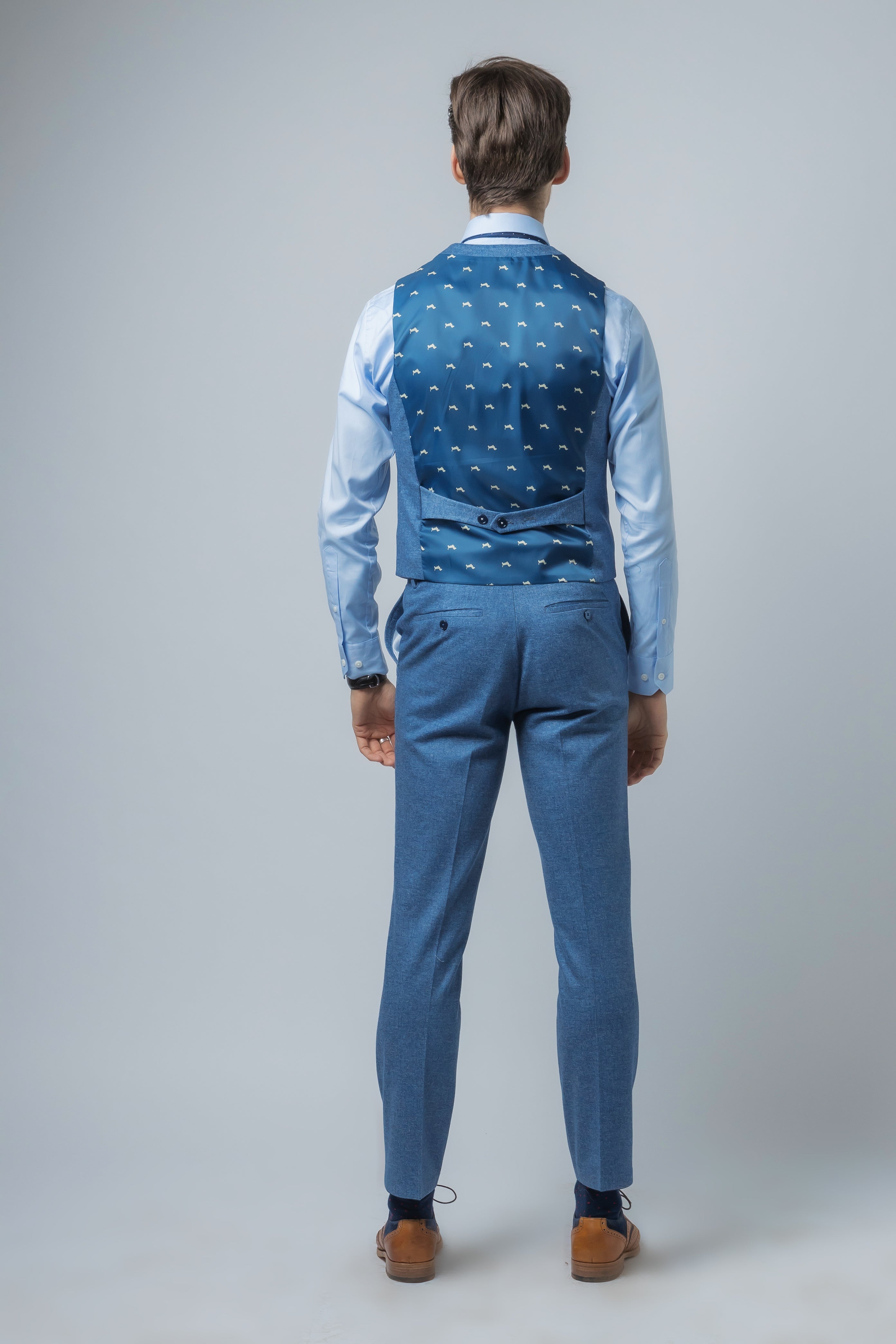 Men's Tweed Slim Fit Blue Suit - JAXON - Yale Blue