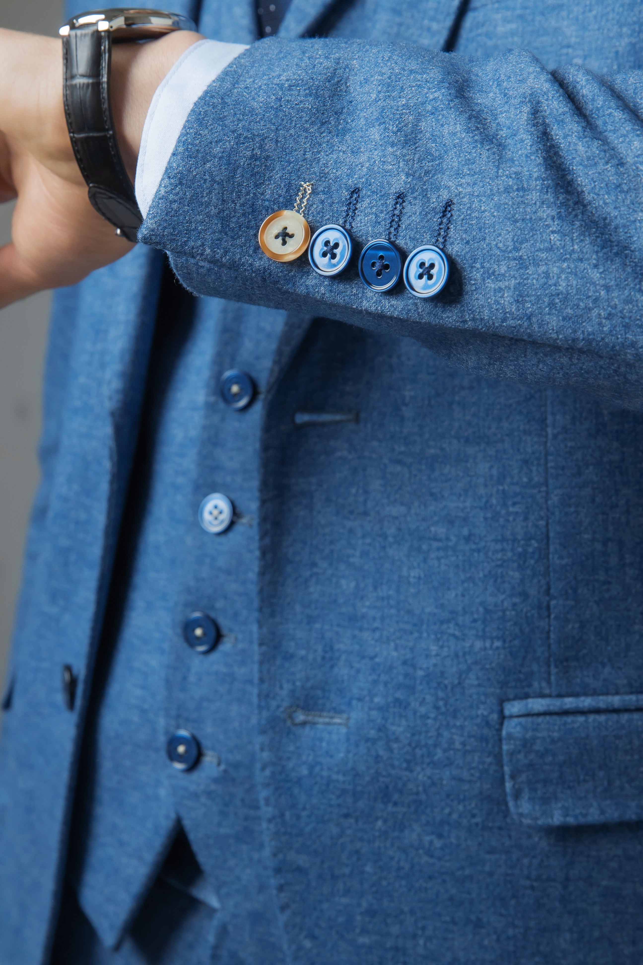 Men's Tweed Slim Fit Suit - JAXON - Yale Blue