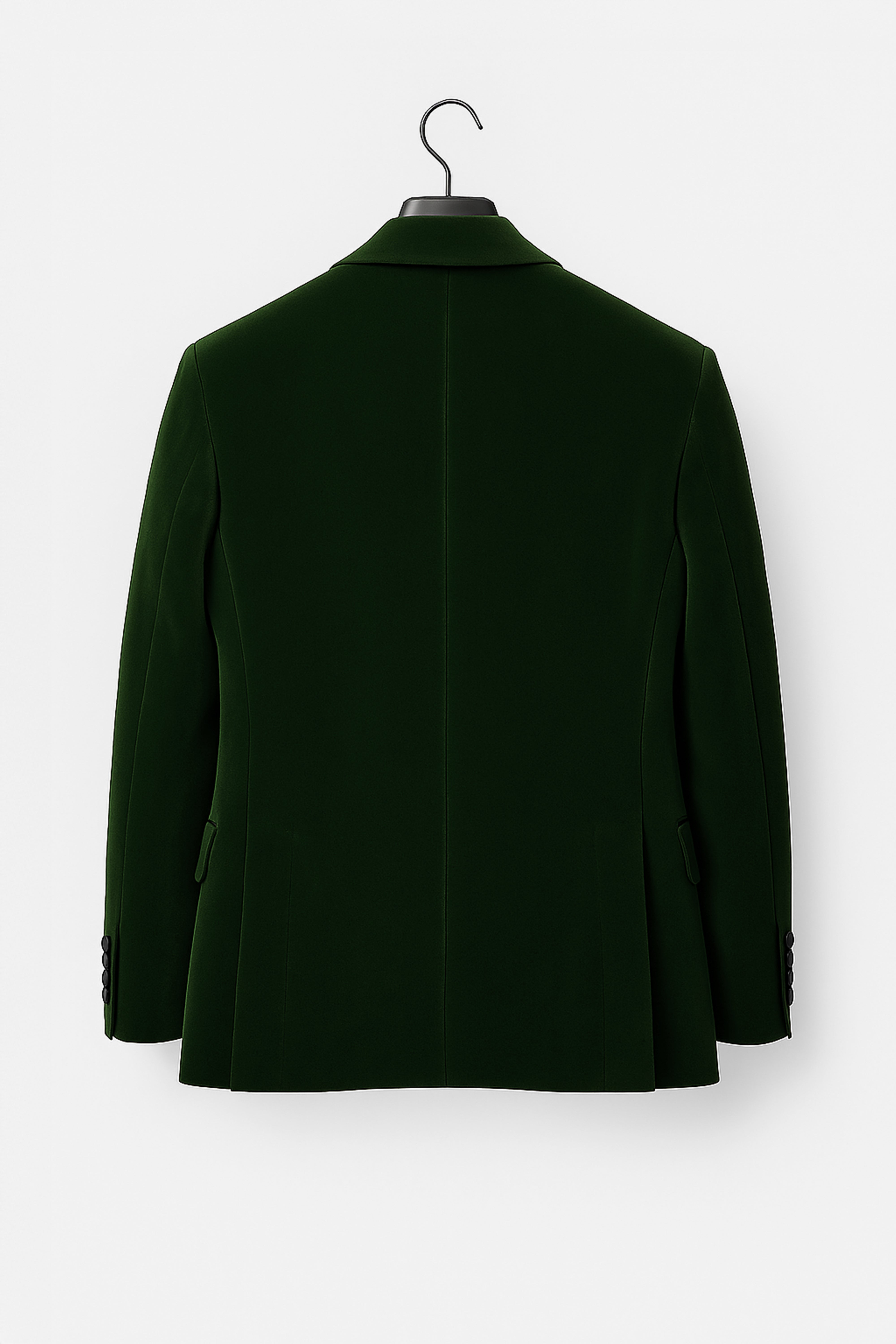Men’s Velvet Blazer Satin Lapel Dinner Jacket - Mayfair - Green Back Picture