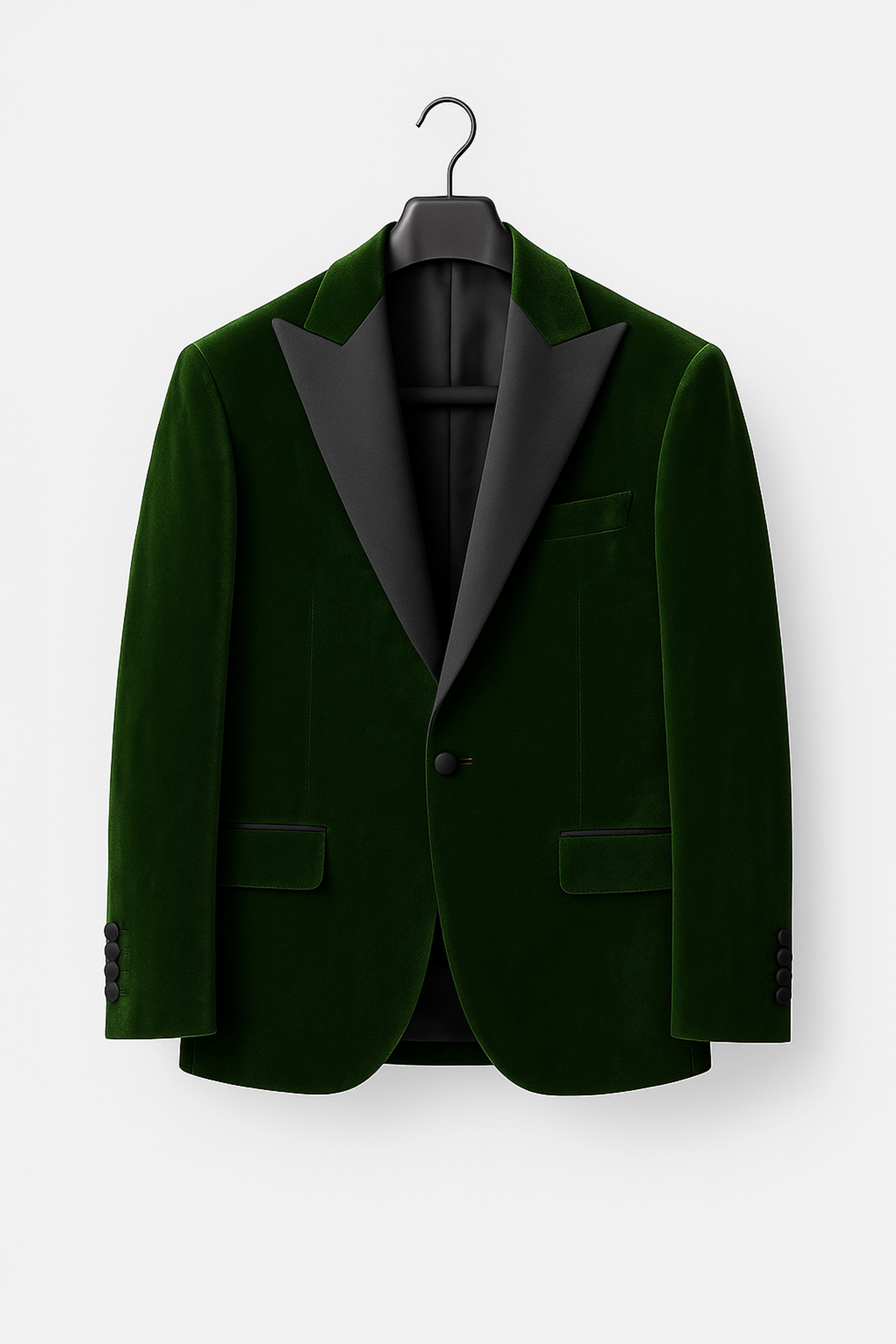 Men’s Velvet Blazer Satin Lapel Dinner Jacket - Mayfair - Green Front Picture