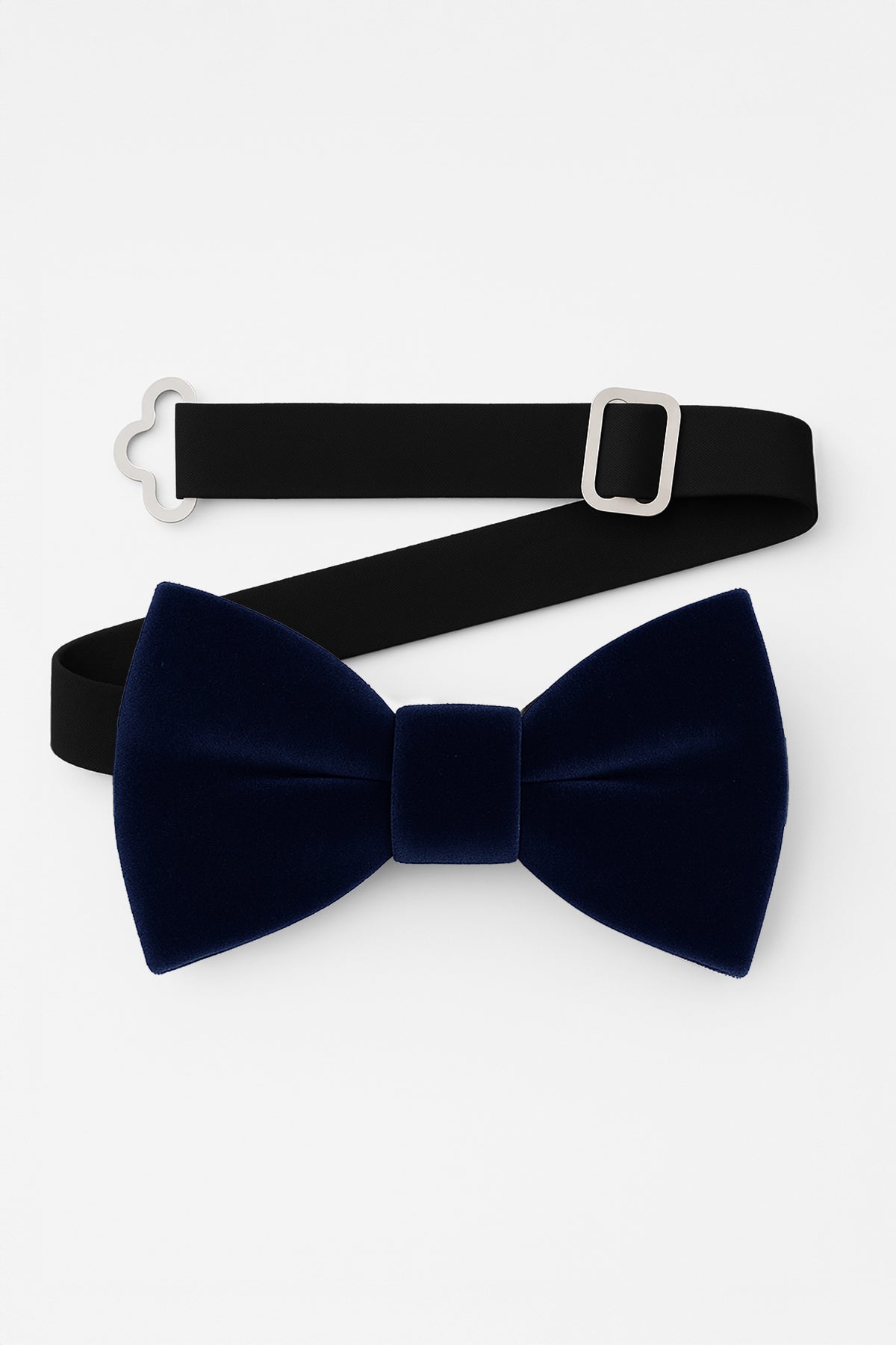 Men’s Velvet Dickie Bow Tie & Handkerchief Set - Savoy - Navy Blue Detail Picture