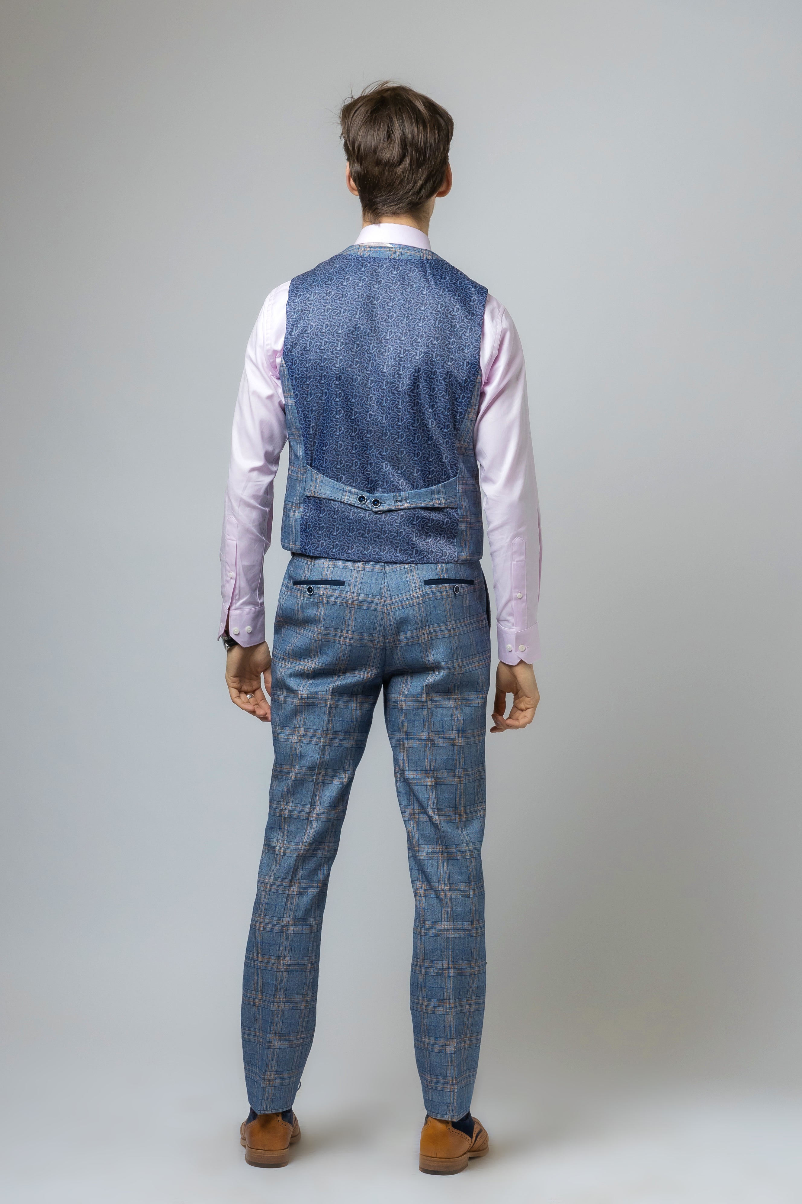 Men's Windowpane Check Slim Fit Suit - LEVI - Blue