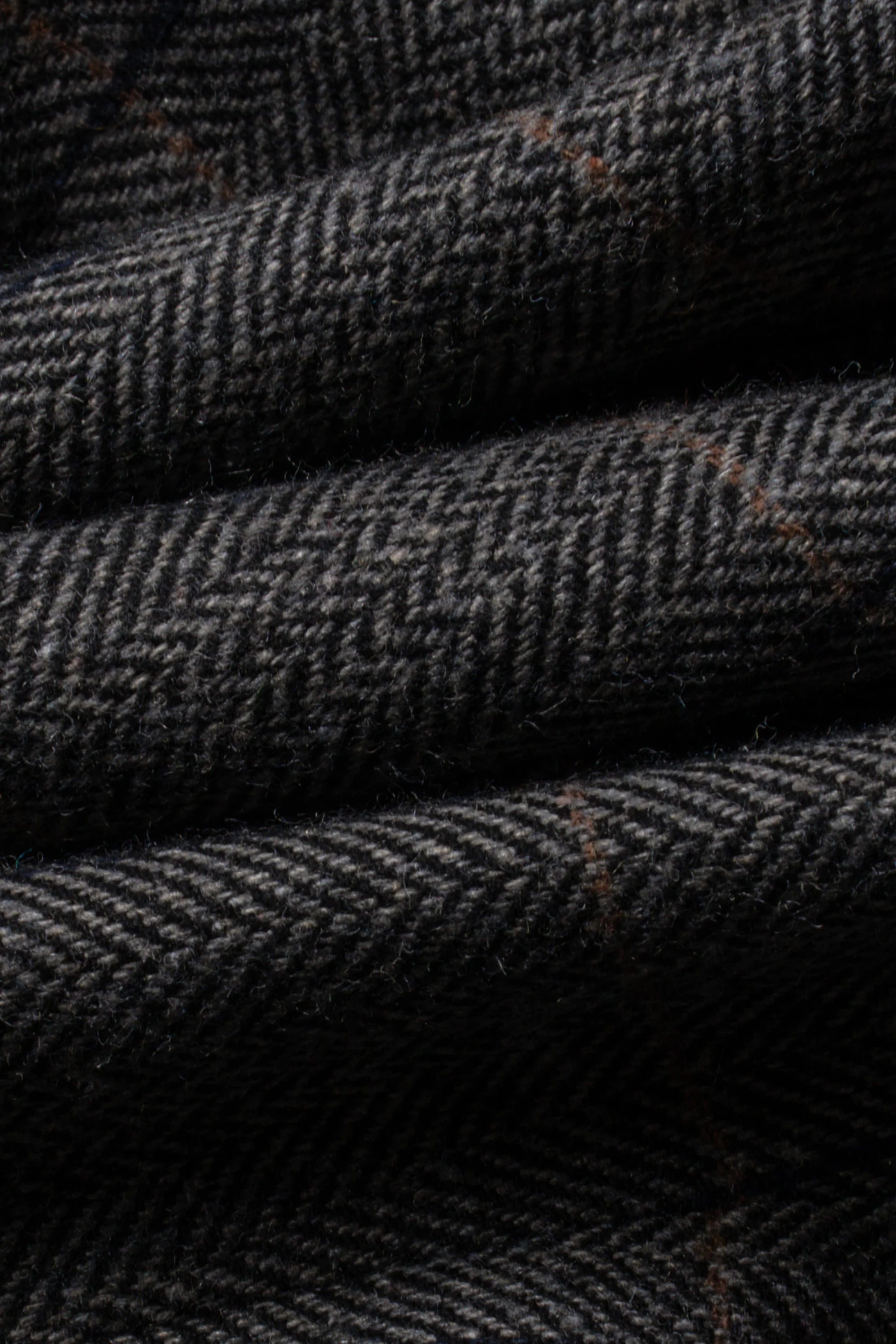 Men's Wool Blend Herringbone Check Trousers - Albert - Grey Fabric Picture