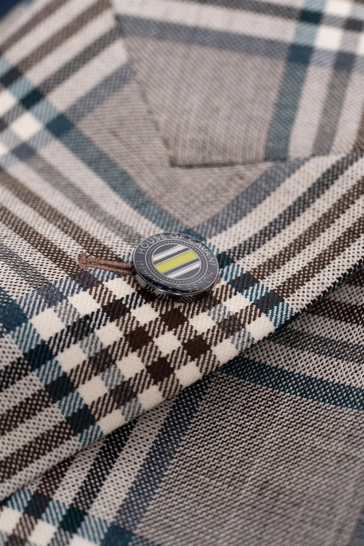 Men’s Wool Blend Plaid Check Blazer - Pietro - Beige