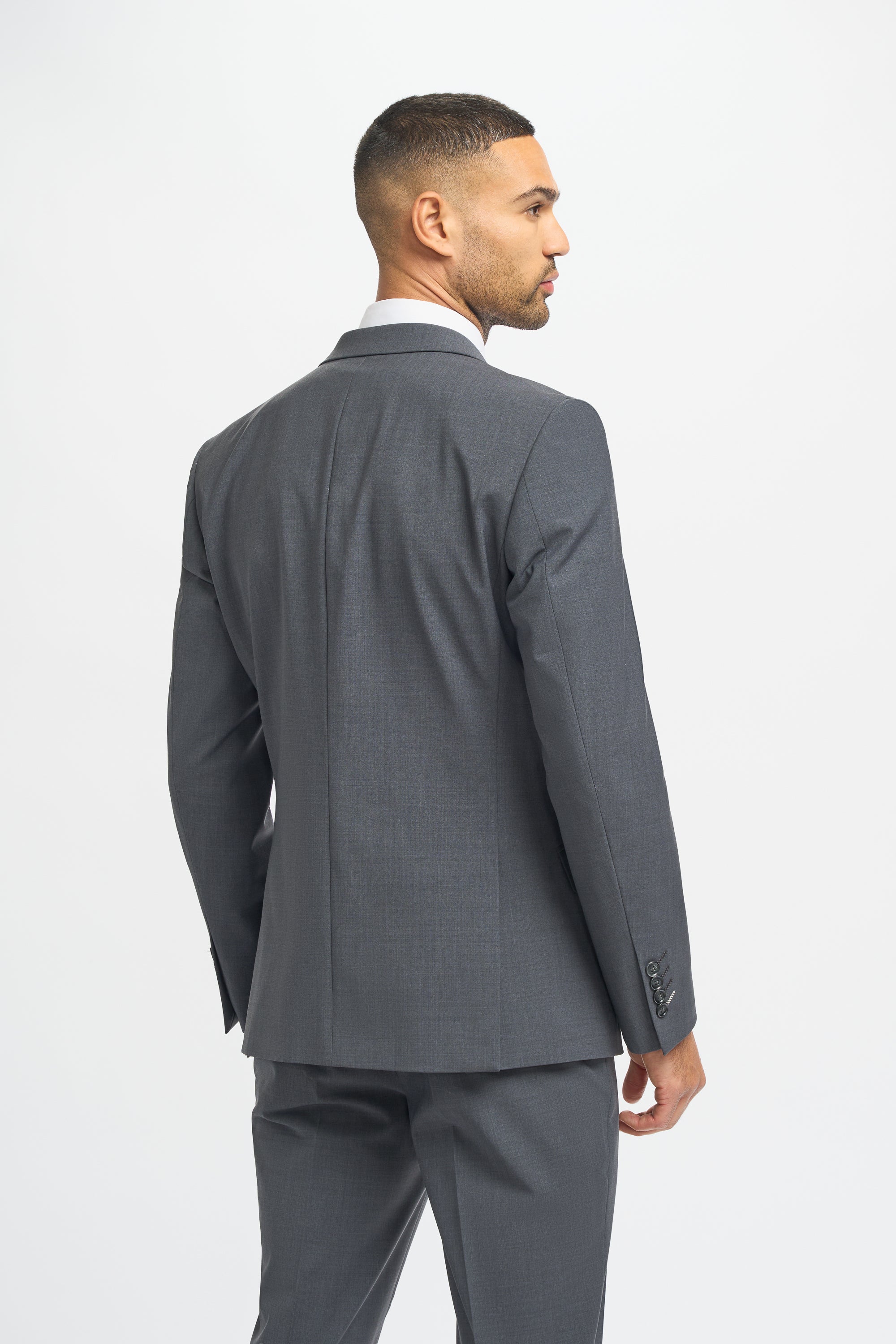 Men's Wool Blend Slim Fit Suit Jacket- BOND - Charcoal Grey