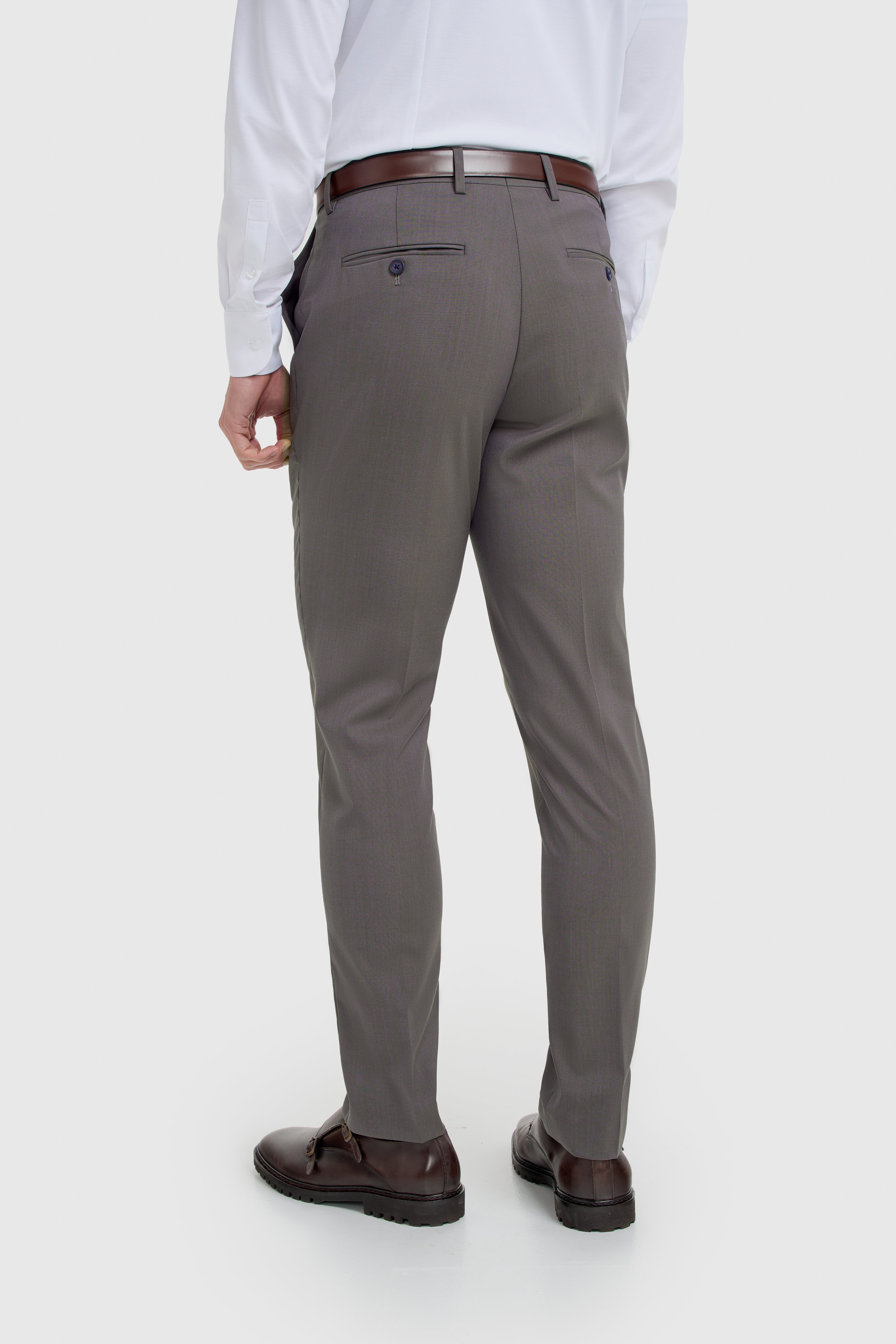 Men's Wool Blend Slim Fit Trousers - BOND - Hazel