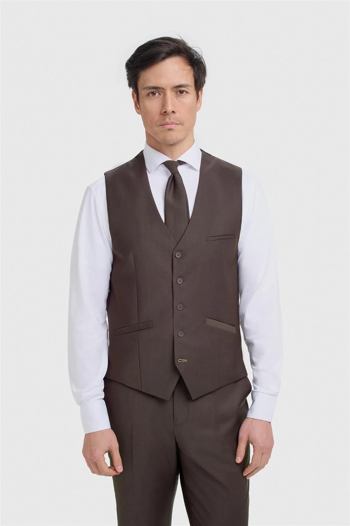 Men's Wool Blend Slim Fit Waistcoat - BOND - Auburn