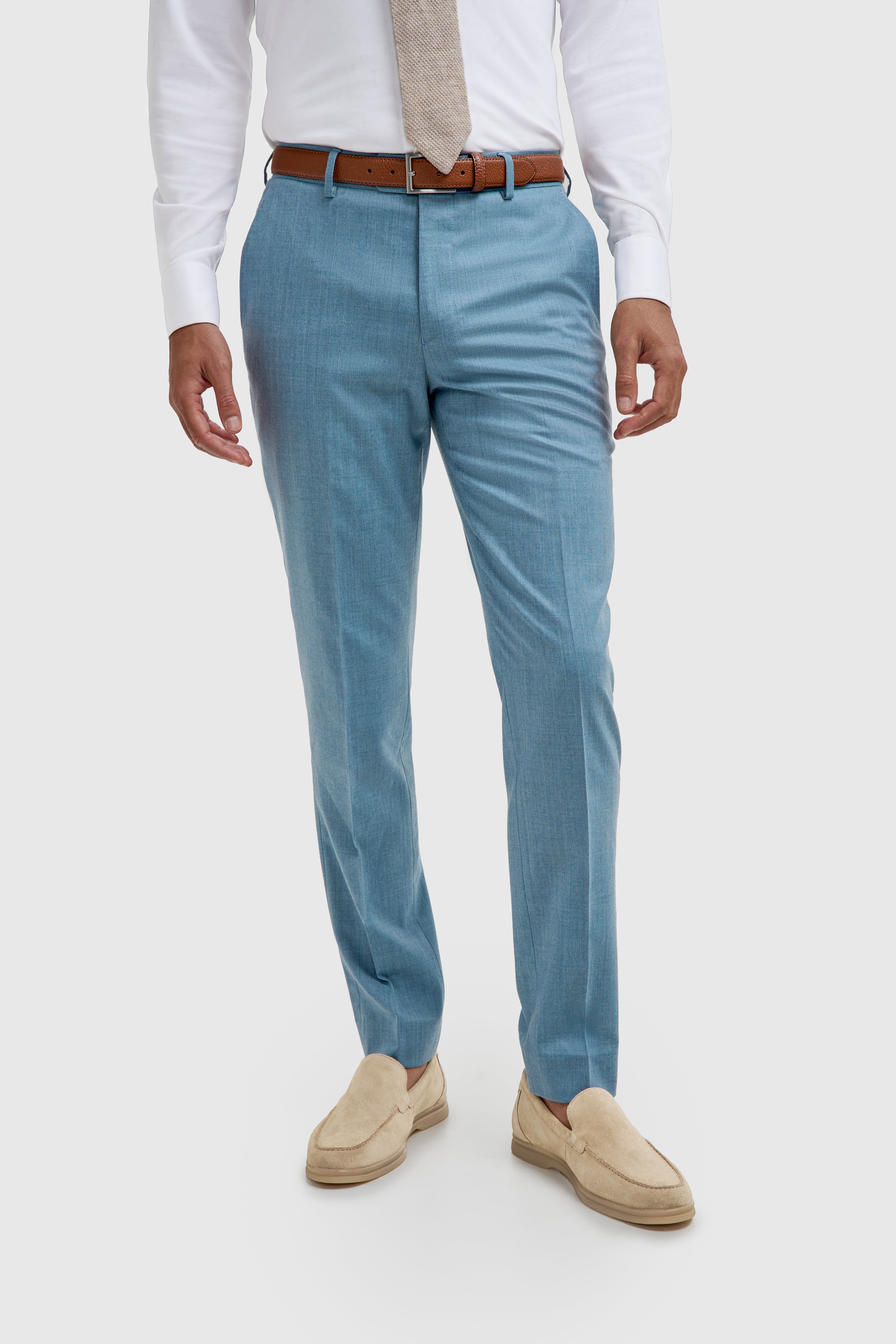 Men’s Wool Slim Fit Formal Trousers - James - Marine Blue