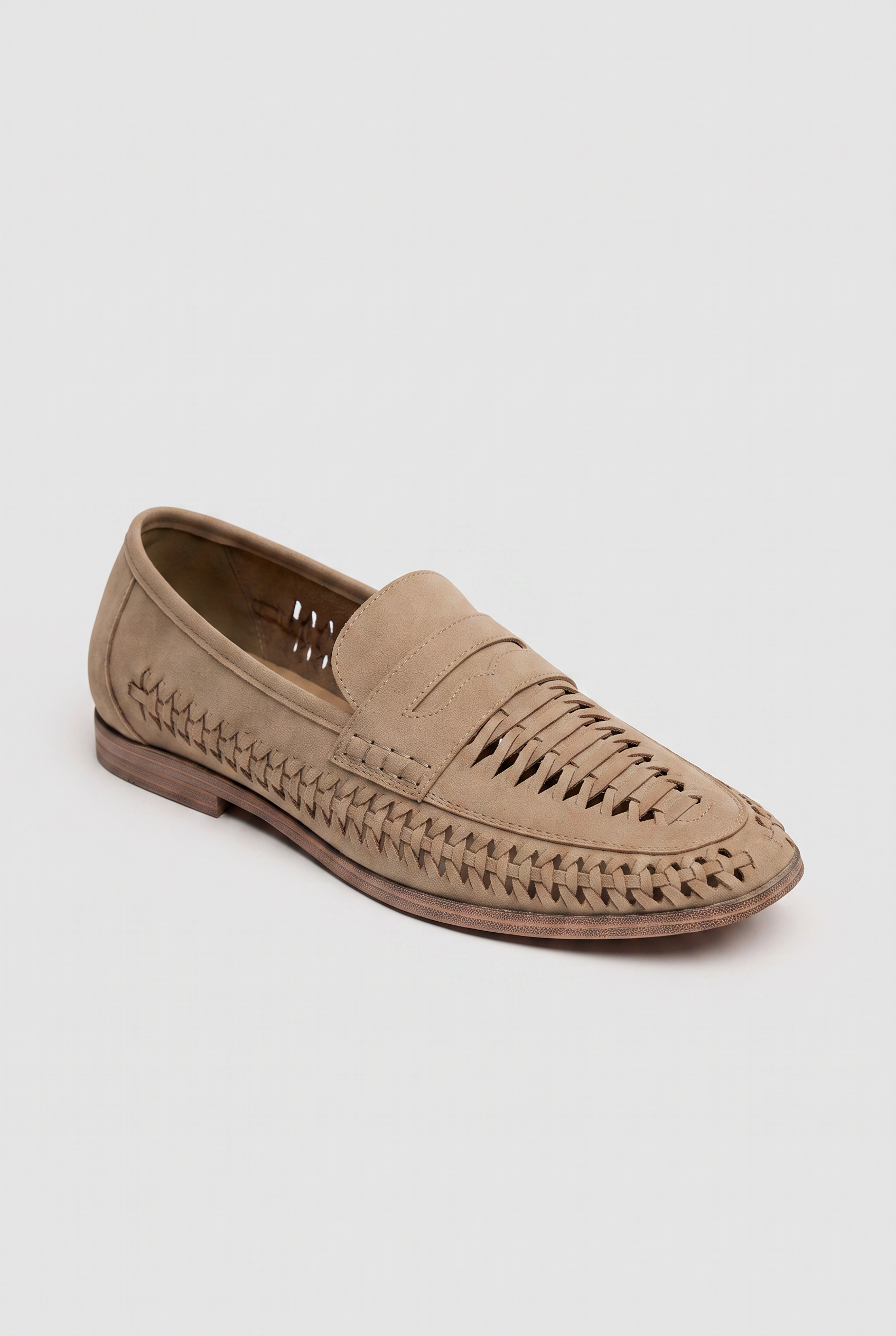 Men’s Woven Leather Loafers - Calvina - Sand