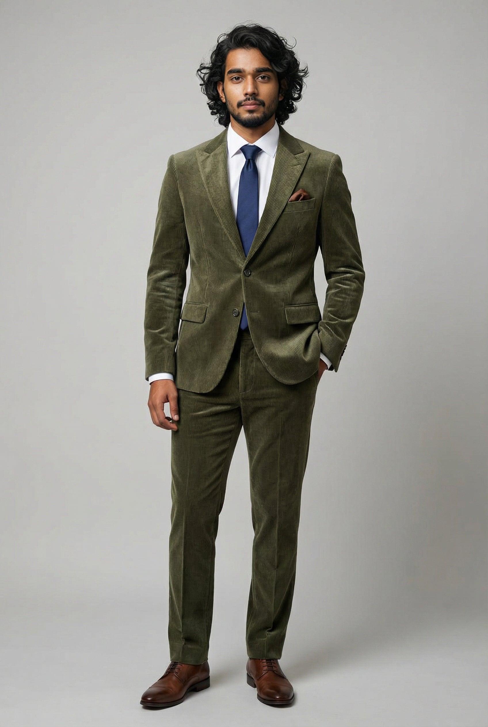 Men’s 2-Piece Cotton Corduroy Formal Suit - Dawson - Green