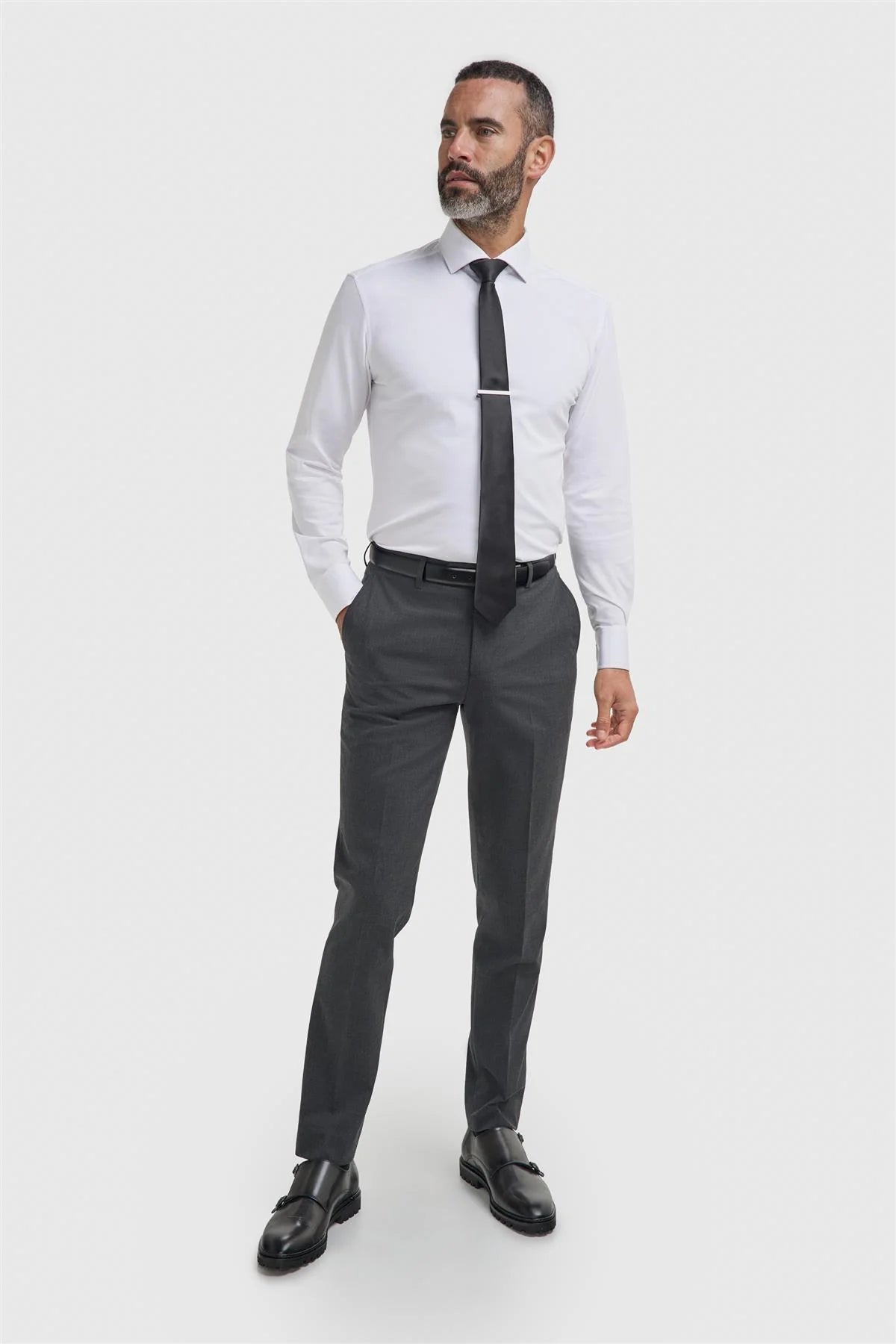 Men’s 3-Piece Slim Fit Formal Suit - Malibu - Charcoal Grey Trousers Picture