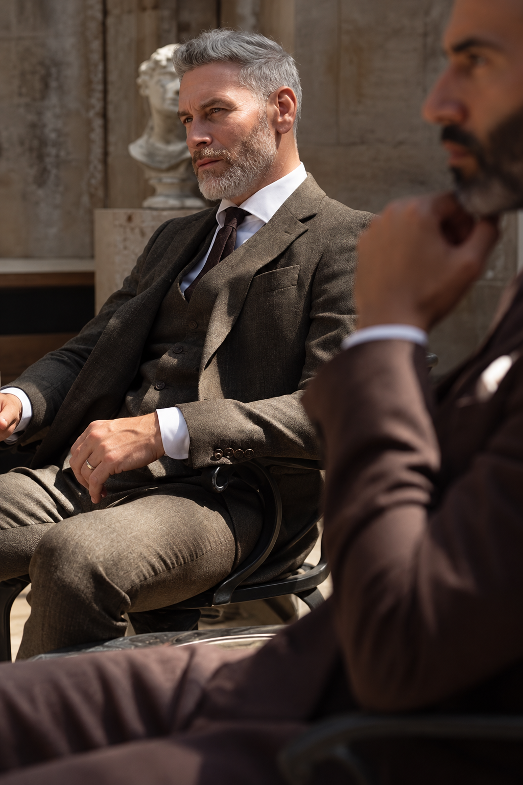Men’s 3-Piece Wool Herringbone Tweed Suit - Thomas - Sage