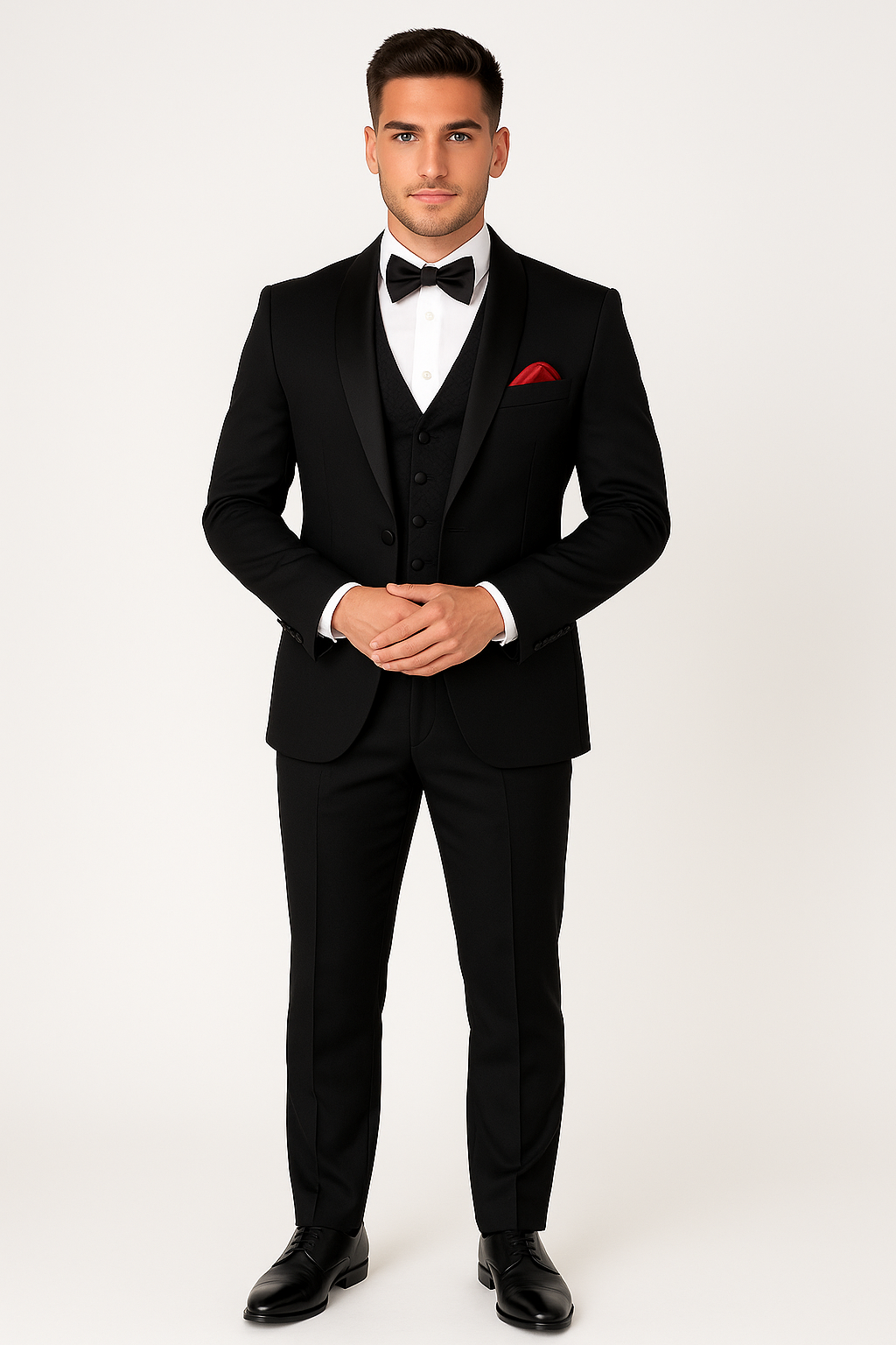 Men's 3-Piece Black Tailored fit Tuxedo Dinner Suit - FORD