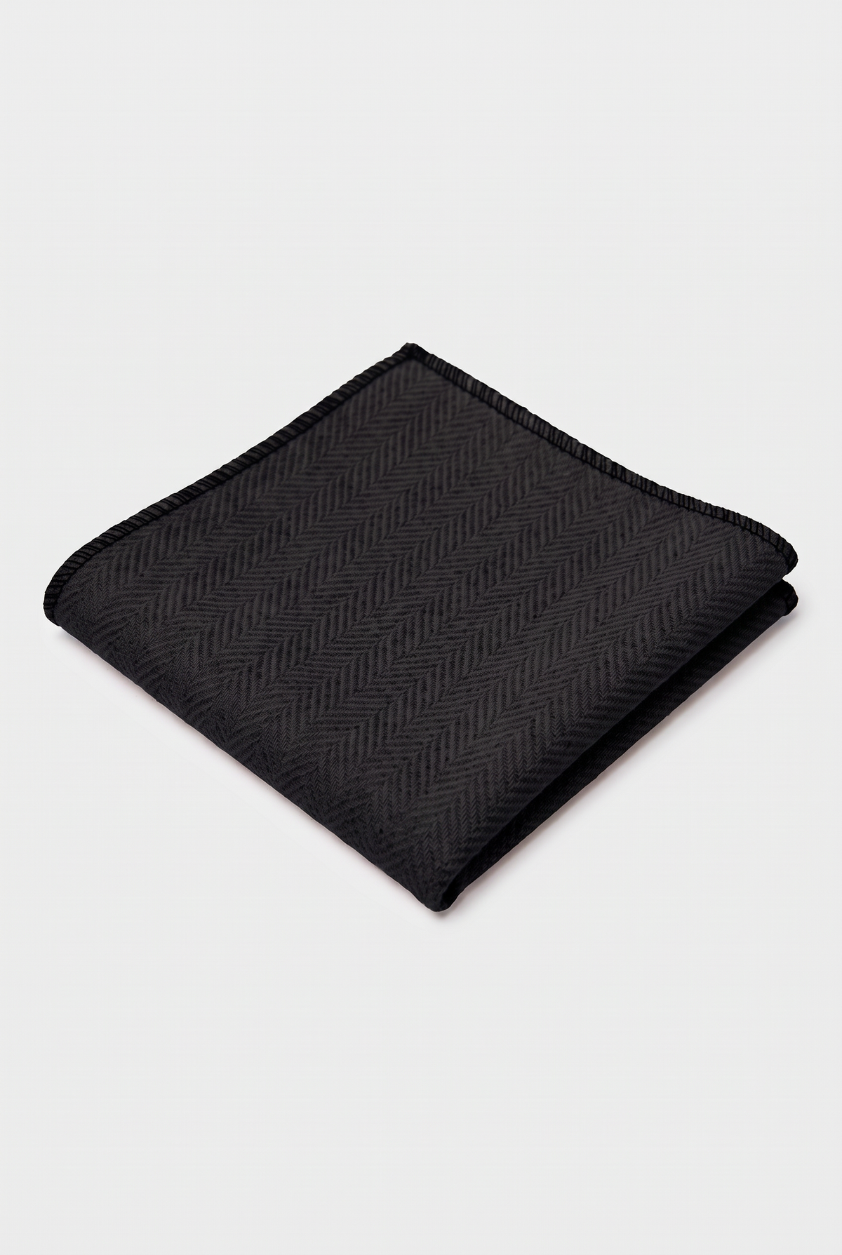 Men's & Boys Herringbone Tweed Pocket Handkerchief - Black
