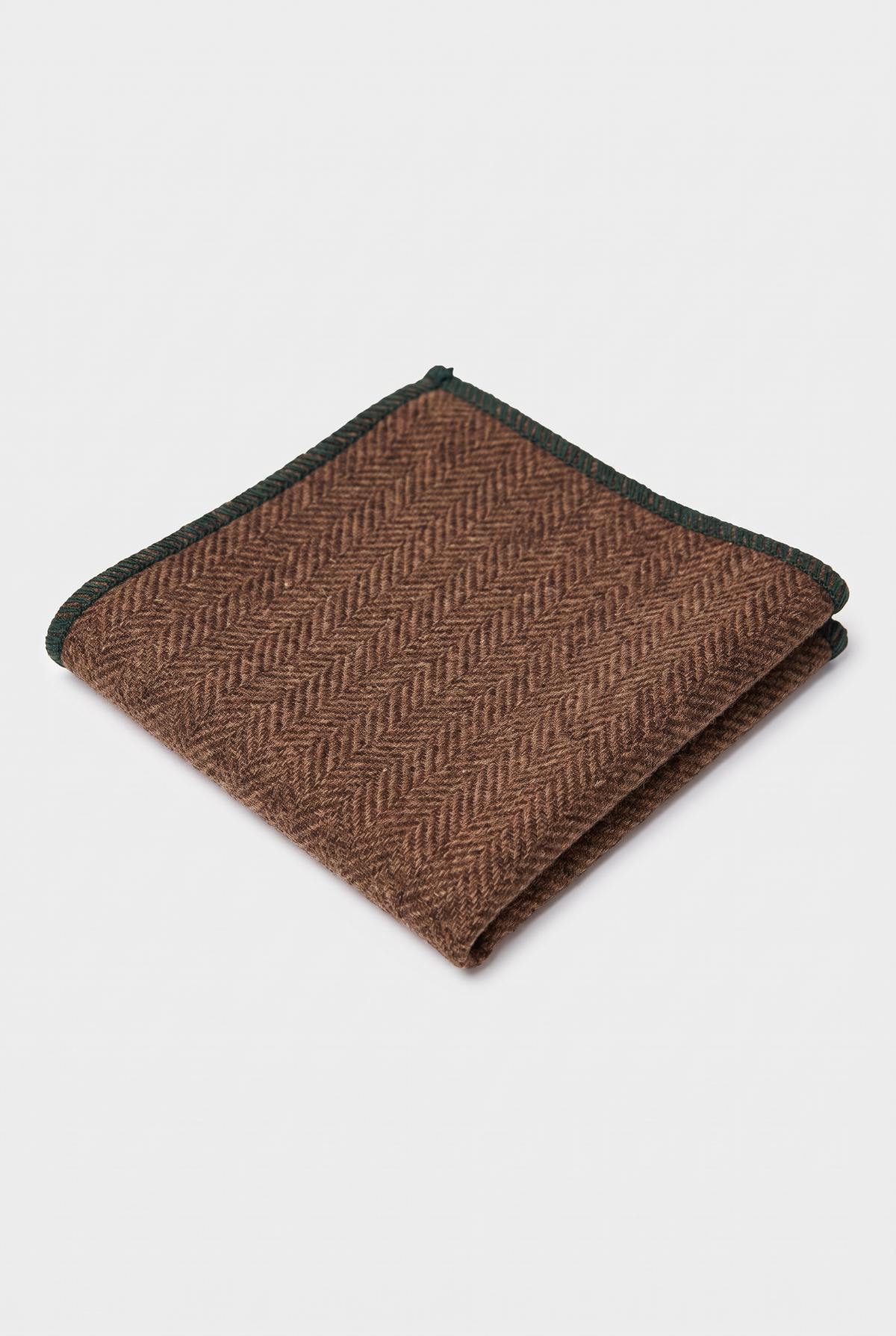Men's & Boys Herringbone Tweed Pocket Handkerchief - Brown