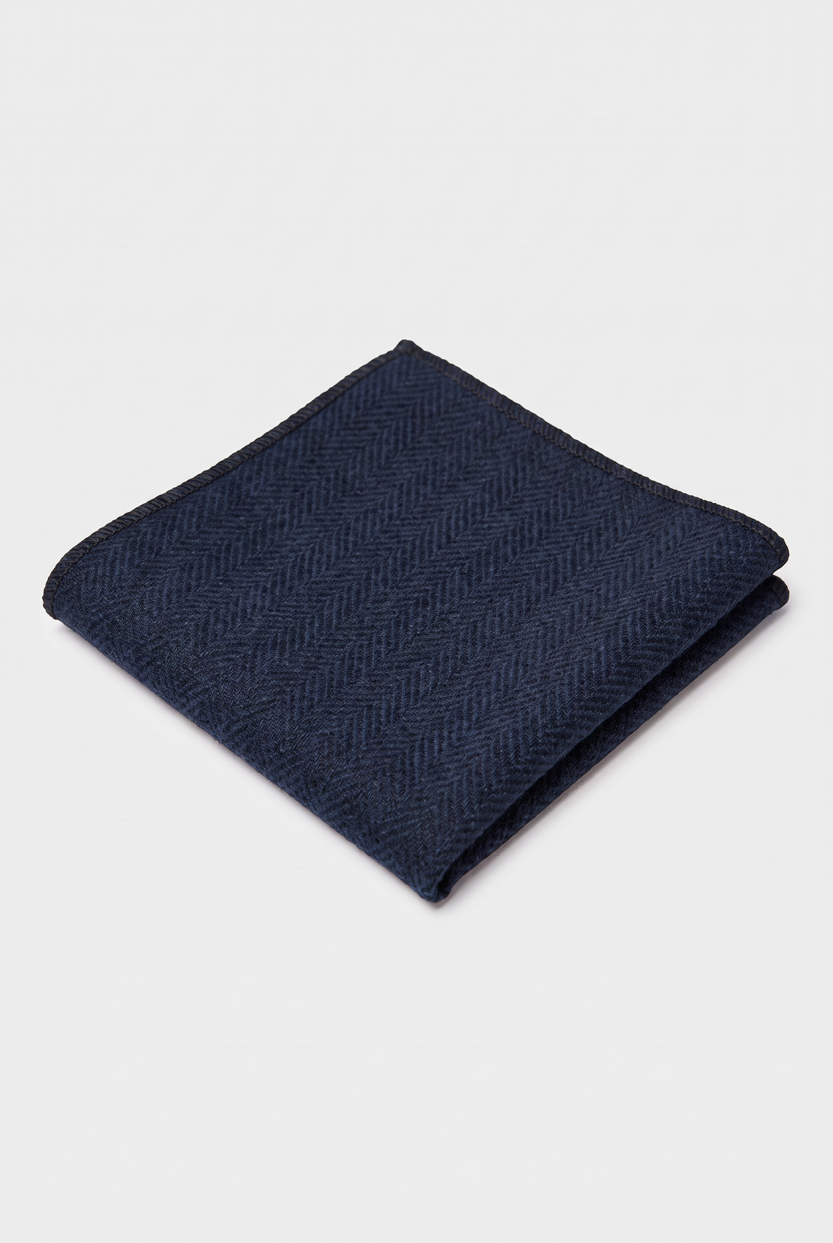 Men's & Boys Herringbone Tweed Pocket Handkerchief - Navy Blue