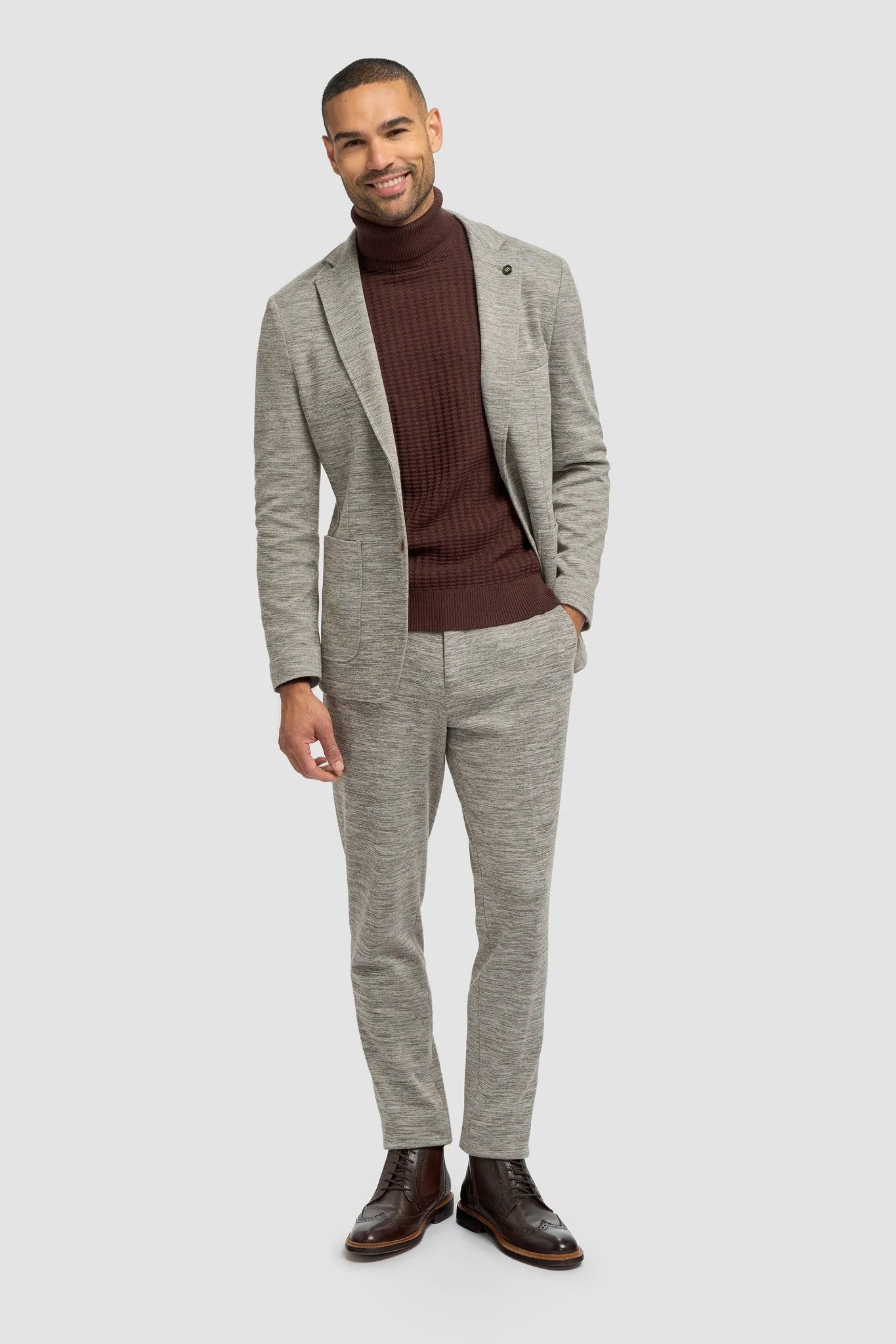 Men’s 2-Piece Cotton Blend Casual Suit - Columbus - Taupe Grey