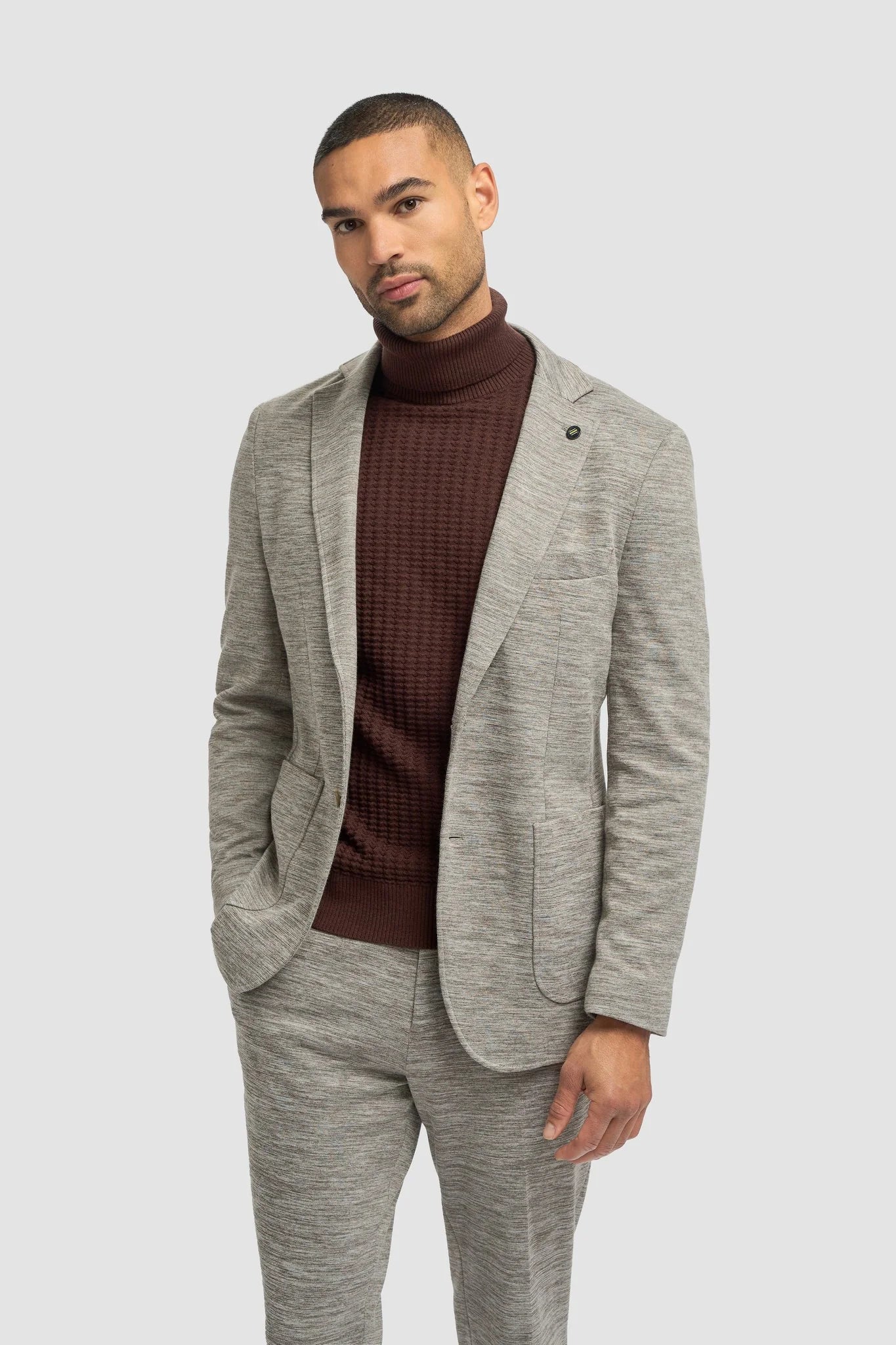 Men’s 2-Piece Cotton Blend Casual Suit - Columbus - Taupe Grey