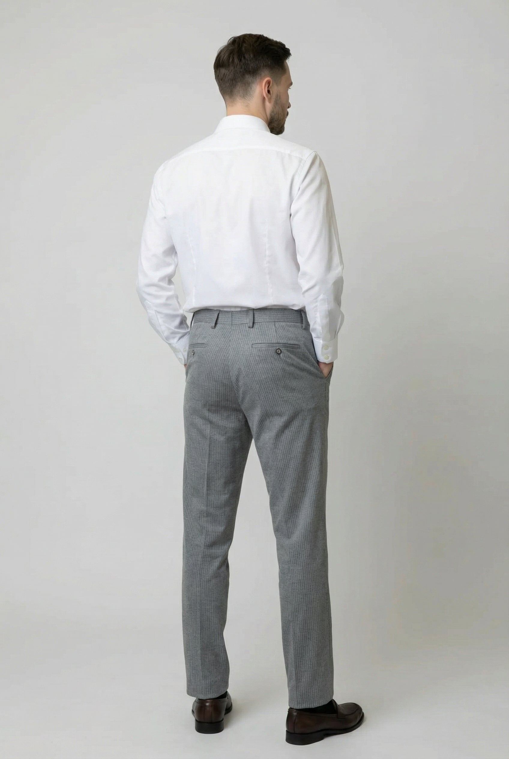 Men's Double Breasted Pinstripe Suit - JAYCE Grey