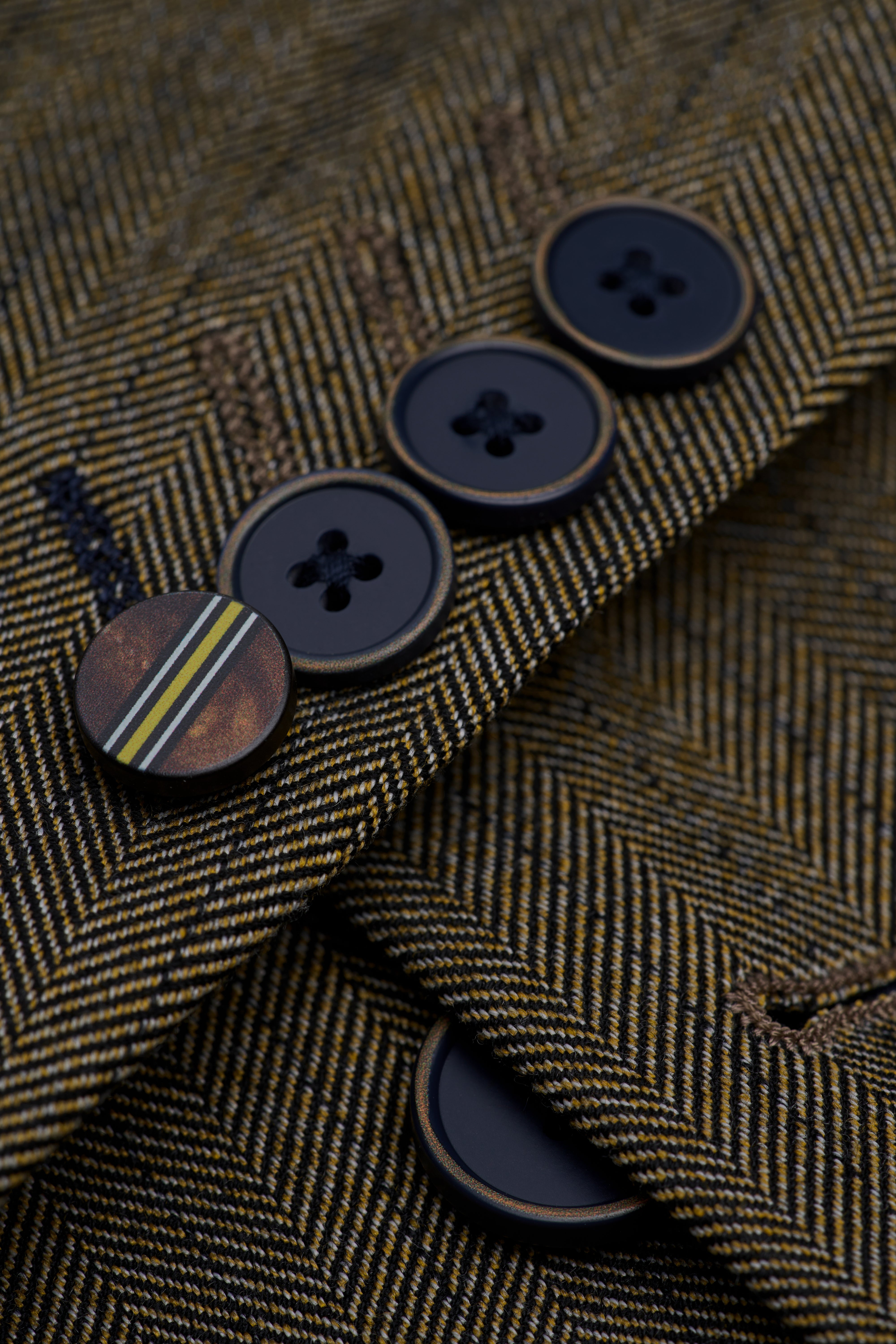 Men’s 3-Piece Herringbone Suit with Double Breasted Waistcoat - Damon - Sage Green