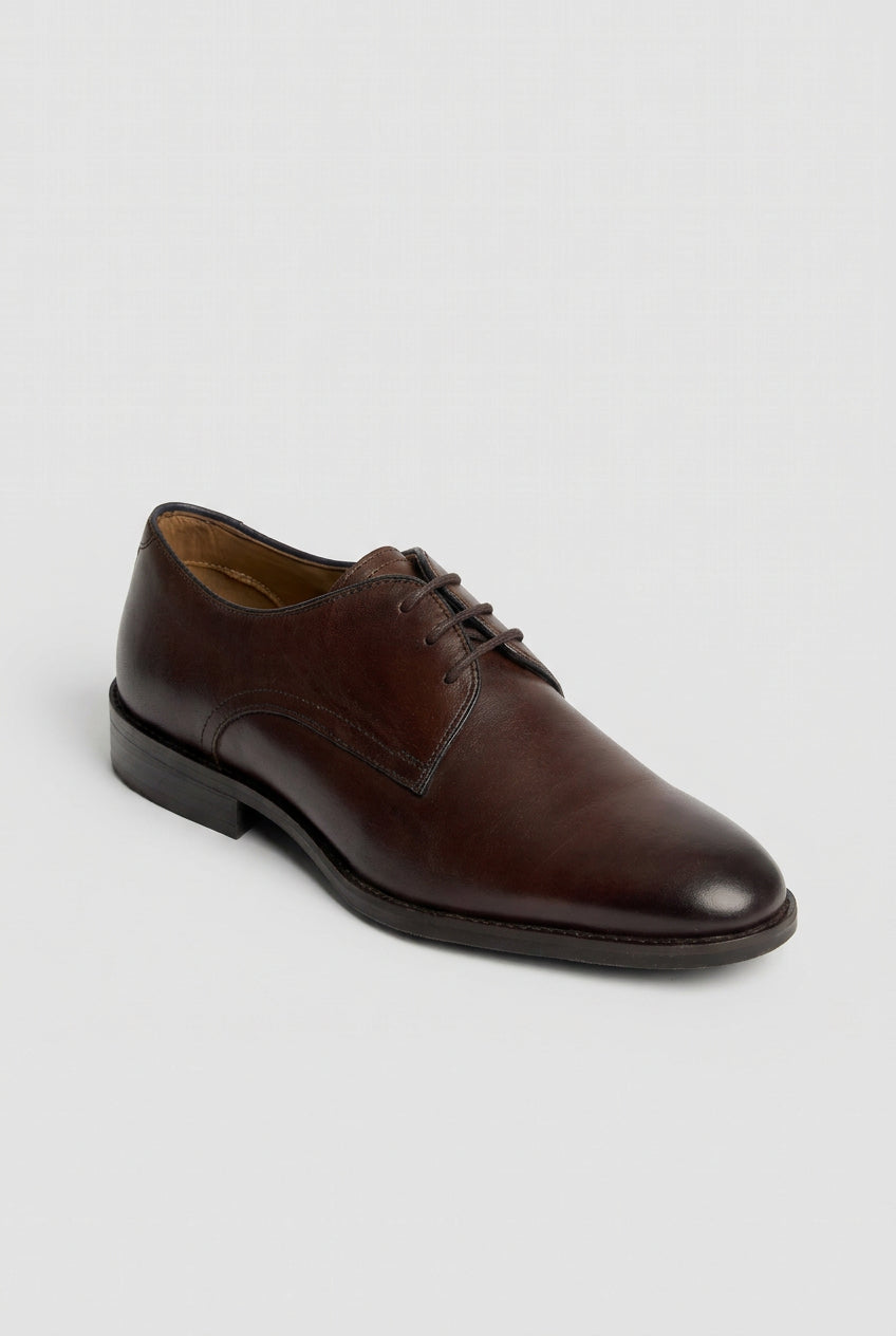 Men’s Leather Lace Up Derby Dress Shoes - Taylor - Chocolate Brown
