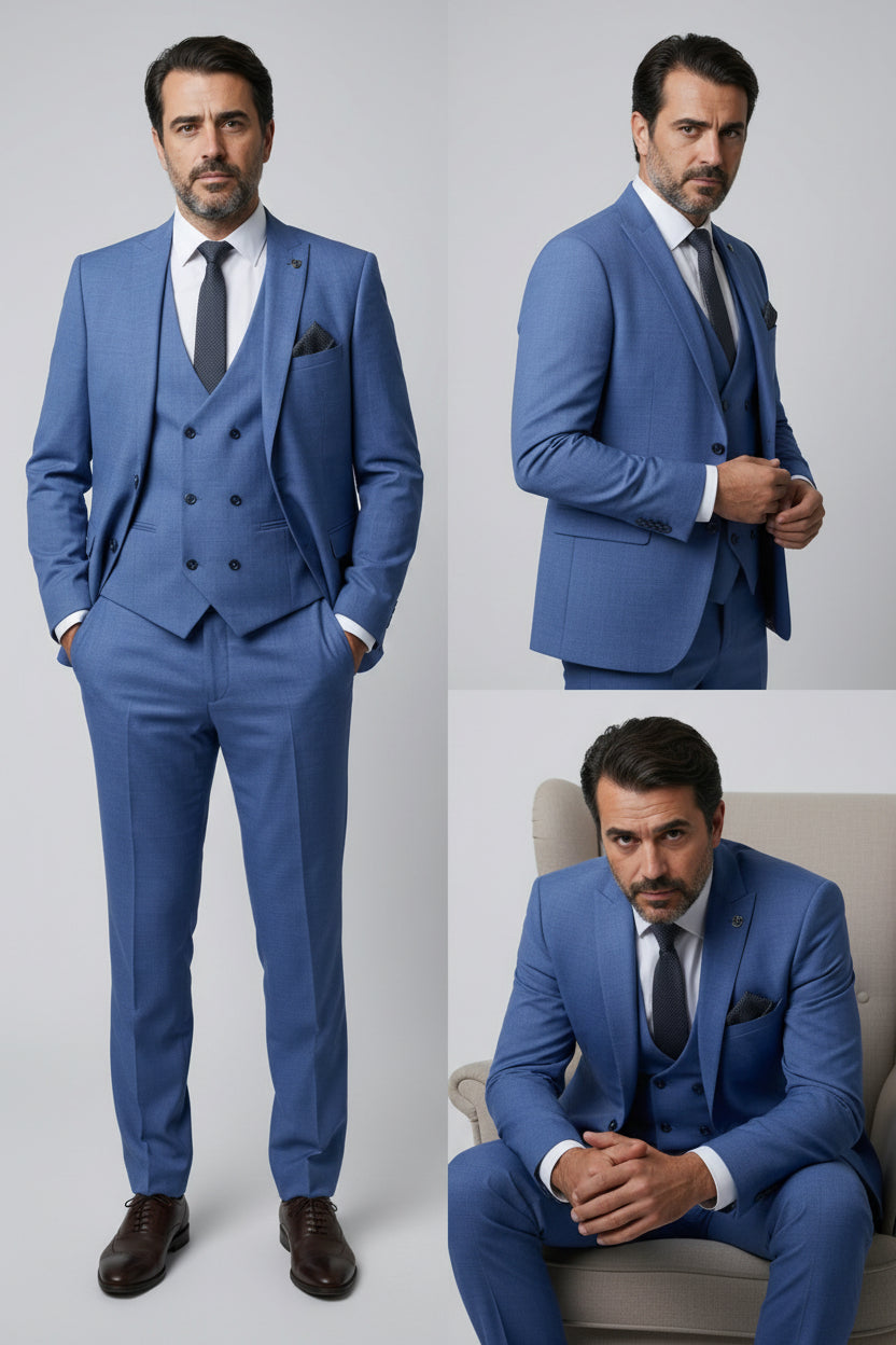 Men's Light Tailored Fit Suit - JAYDEN - Blue