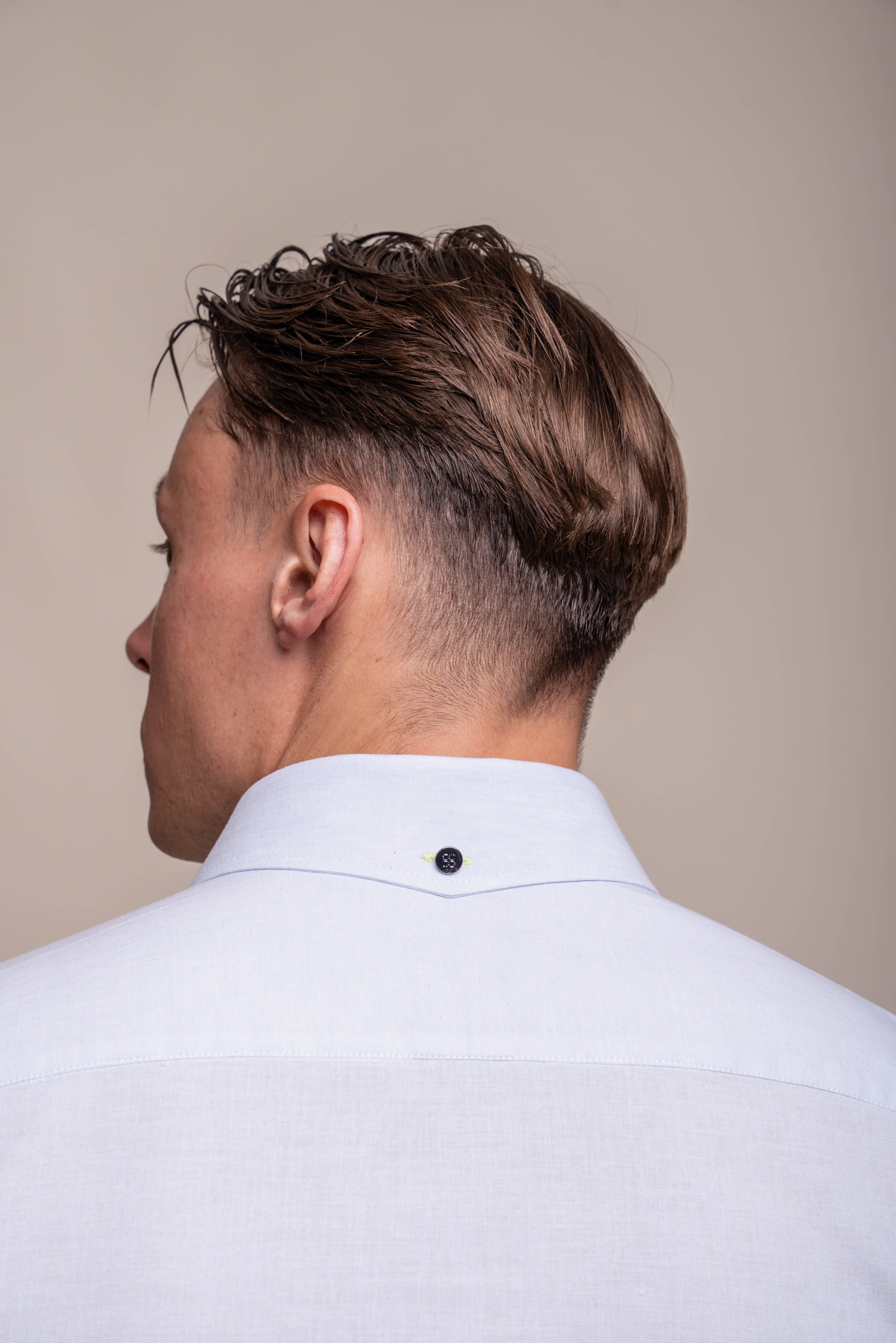 Men's Long Sleeves Linen Shirt - JORDI - Sky Blue Back Detail Picture