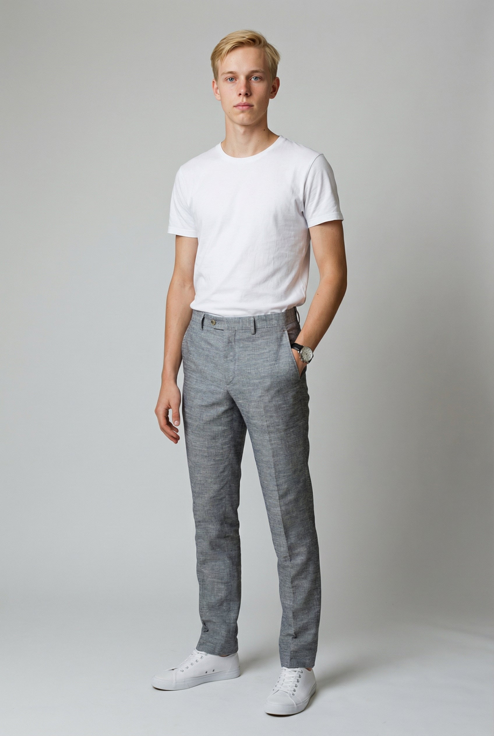 Men’s Rowan 2 Pieces Suit Textured Wedding Cotton Set - Grey