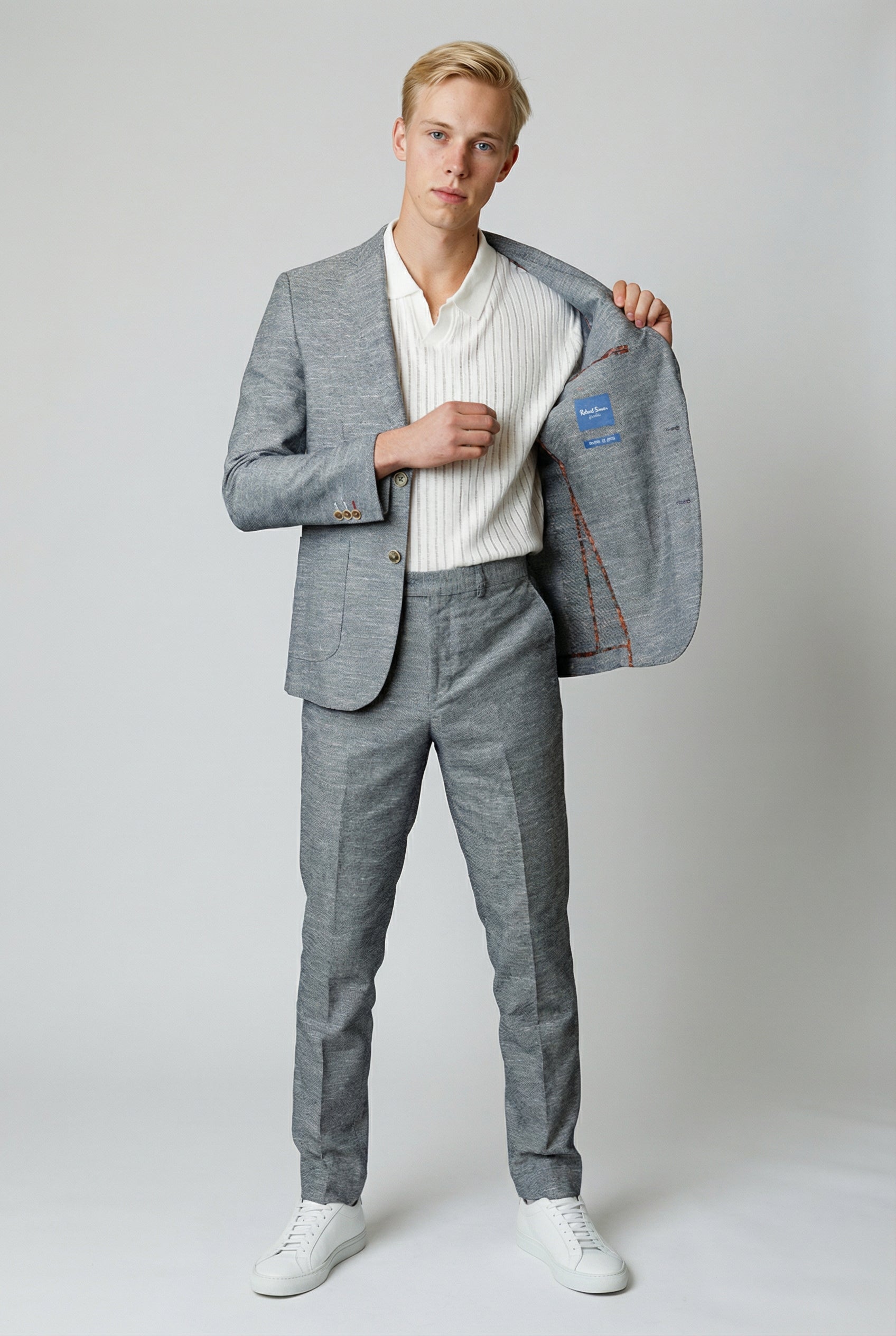 Men’s Rowan 2 Pieces Suit Textured Wedding Cotton Set - Grey
