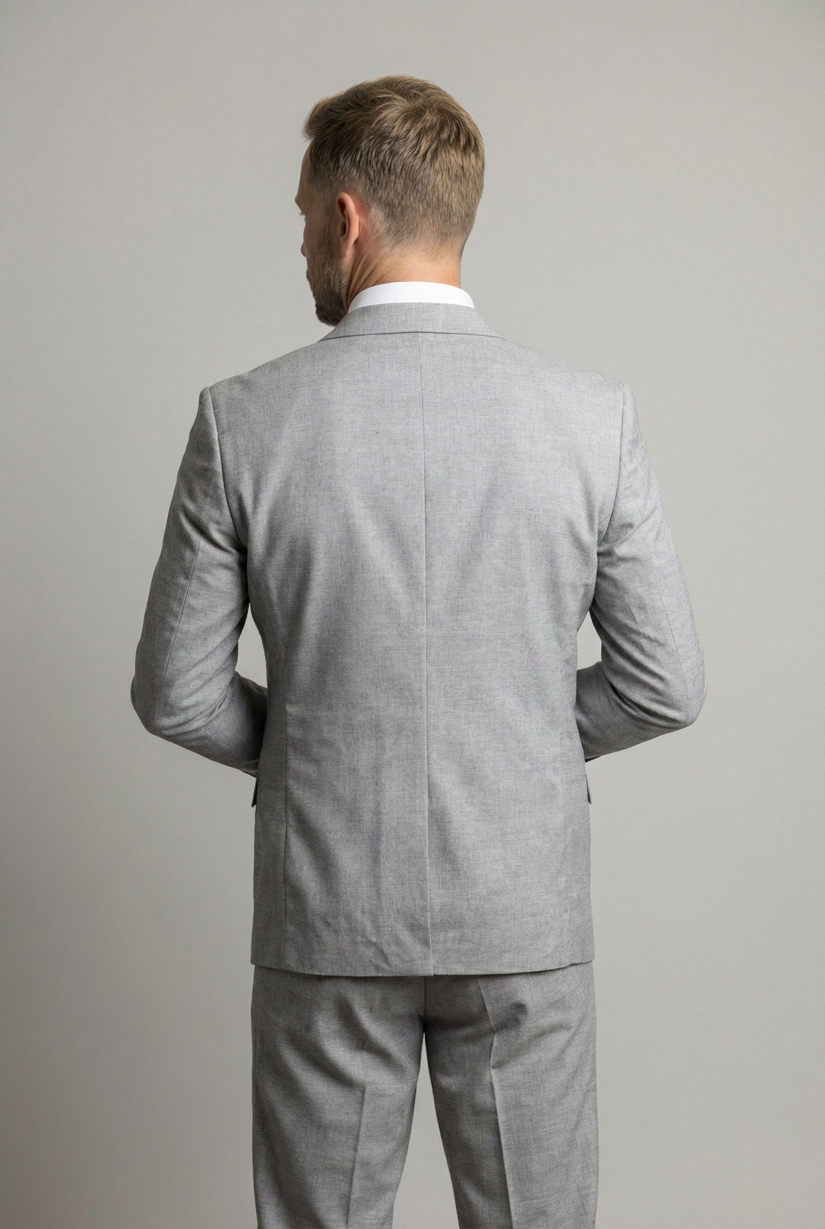 Men's Self Patterned Slim Fit Suit - JUDE - Light Grey